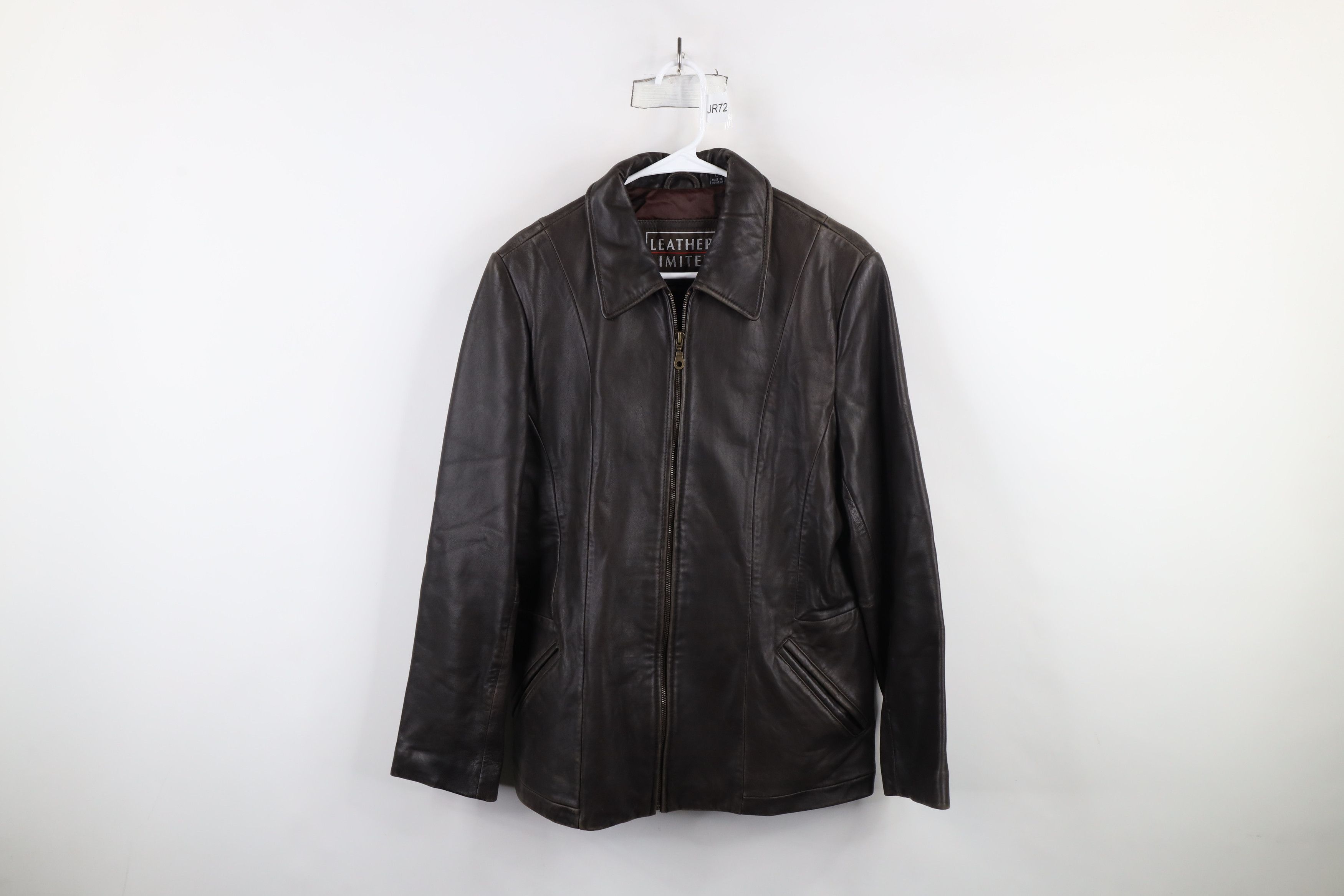Vintage Vintage 90s Streetwear Leather Collared Zip Jacket Brown Size L / US 10 / IT 46 - 1 Thumbnail