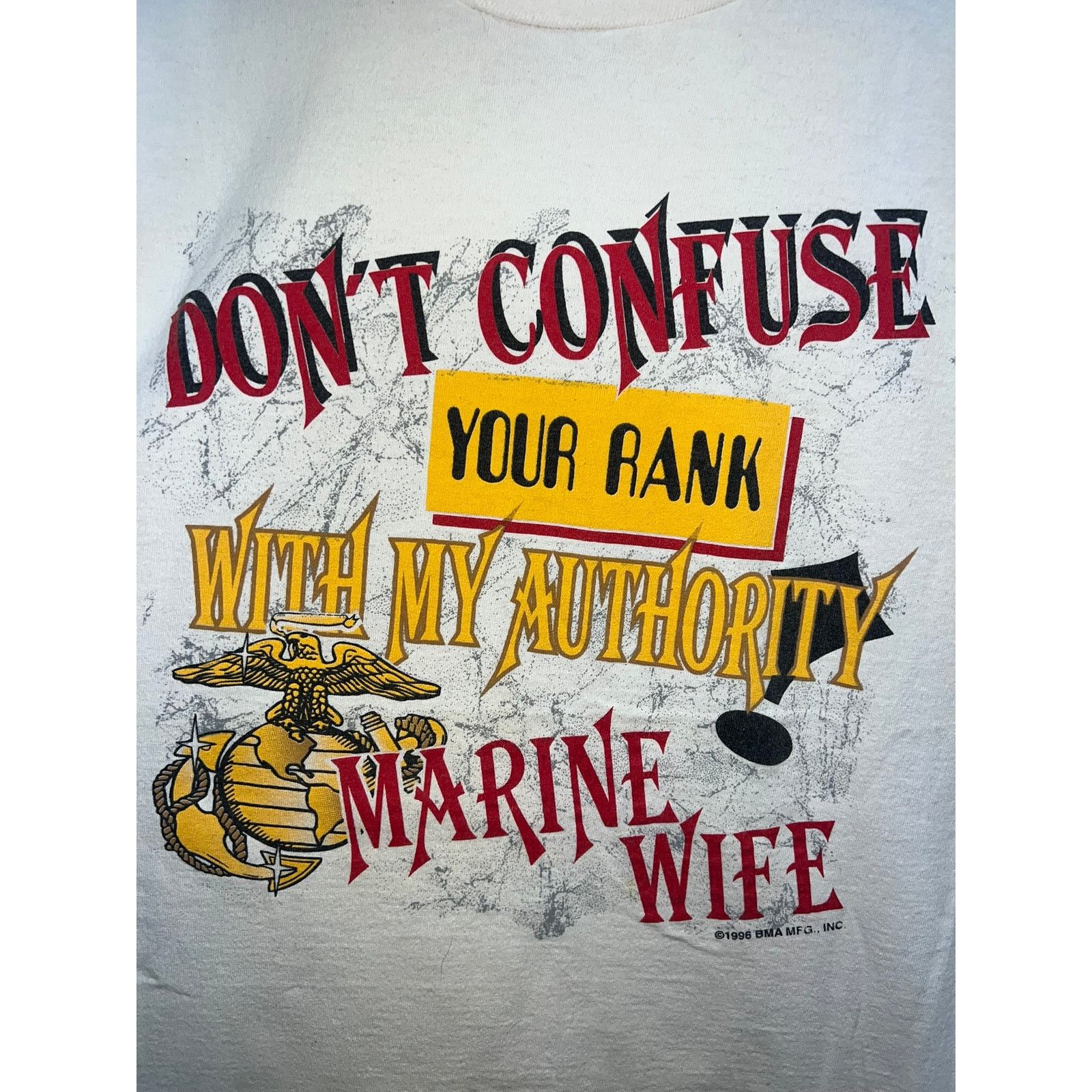 Jerzees Vintage Marine Shirt Dont Confuse Your Rank My Tee 90s VTG Size US L / EU 52-54 / 3 - 2 Thumbnail