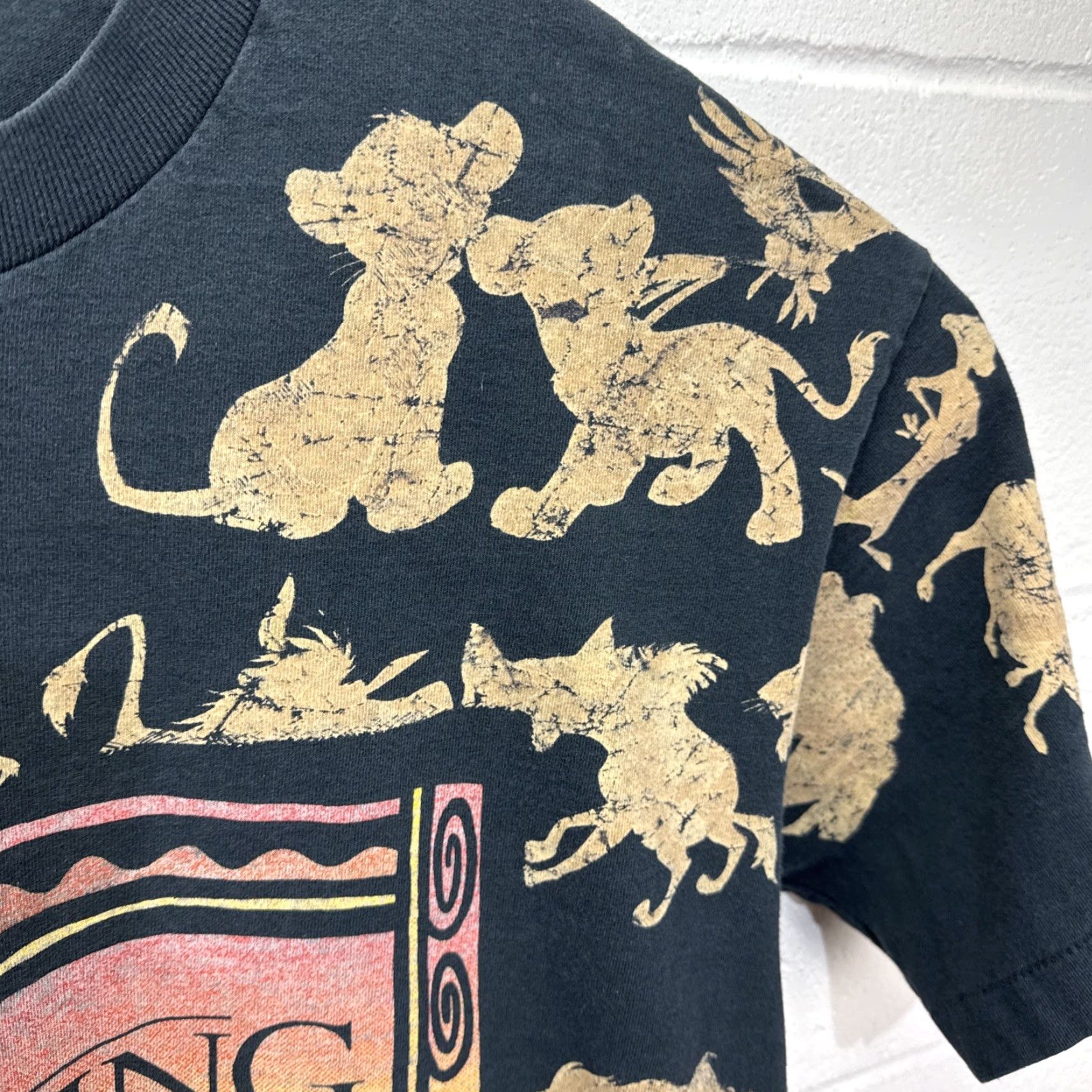 Disney VINTAGE Disney Lion King T-Shirt XL Black All Over Print 90s Movie Graphic Mens Size US XL / EU 56 / 4 - 5 Thumbnail