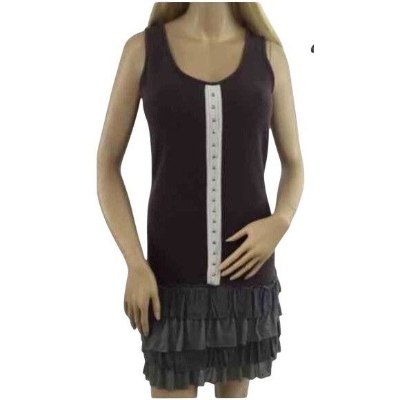 Other Vtg NWT Brown Tiered Ruffle Hem Drop Waist Mini Dress| Coque Size S / US 4 / IT 40 - 2 Thumbnail