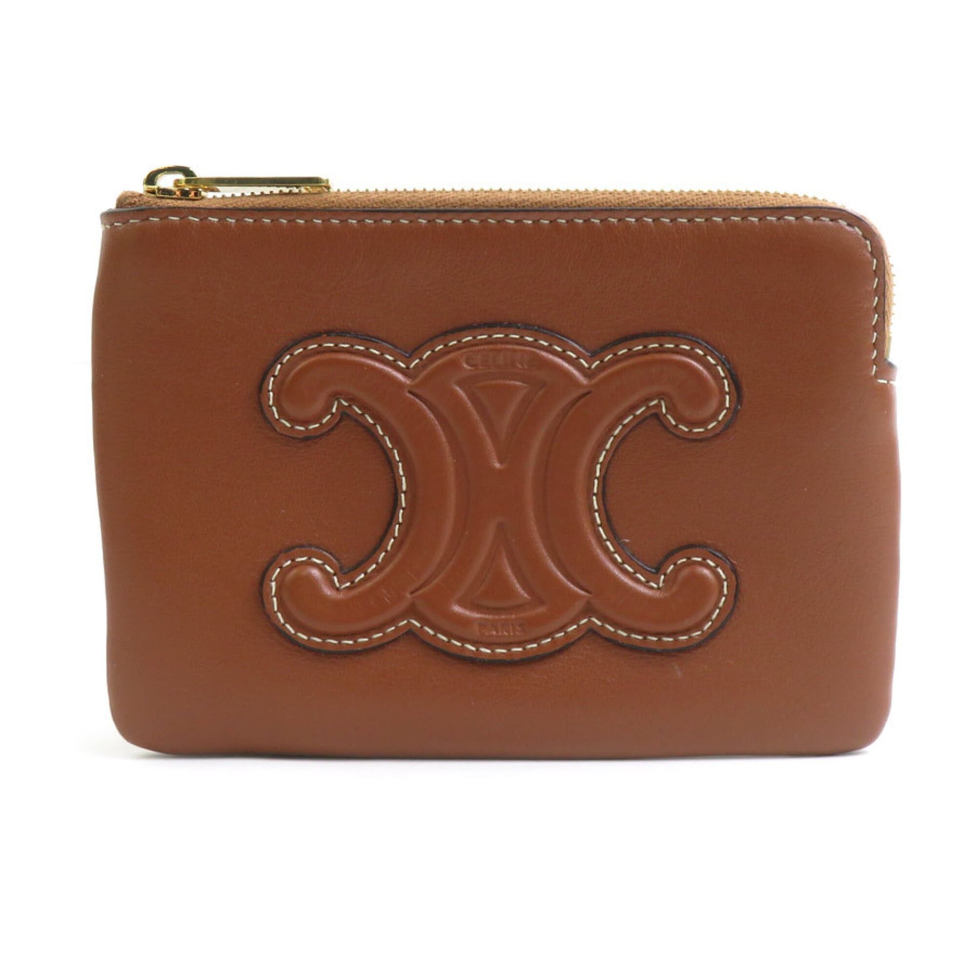 Celine Celine Wallet/Coin Purse Leather Metal Brown Gold Women's Free Shipping e61641a Size ONE SIZE - 1 Thumbnail