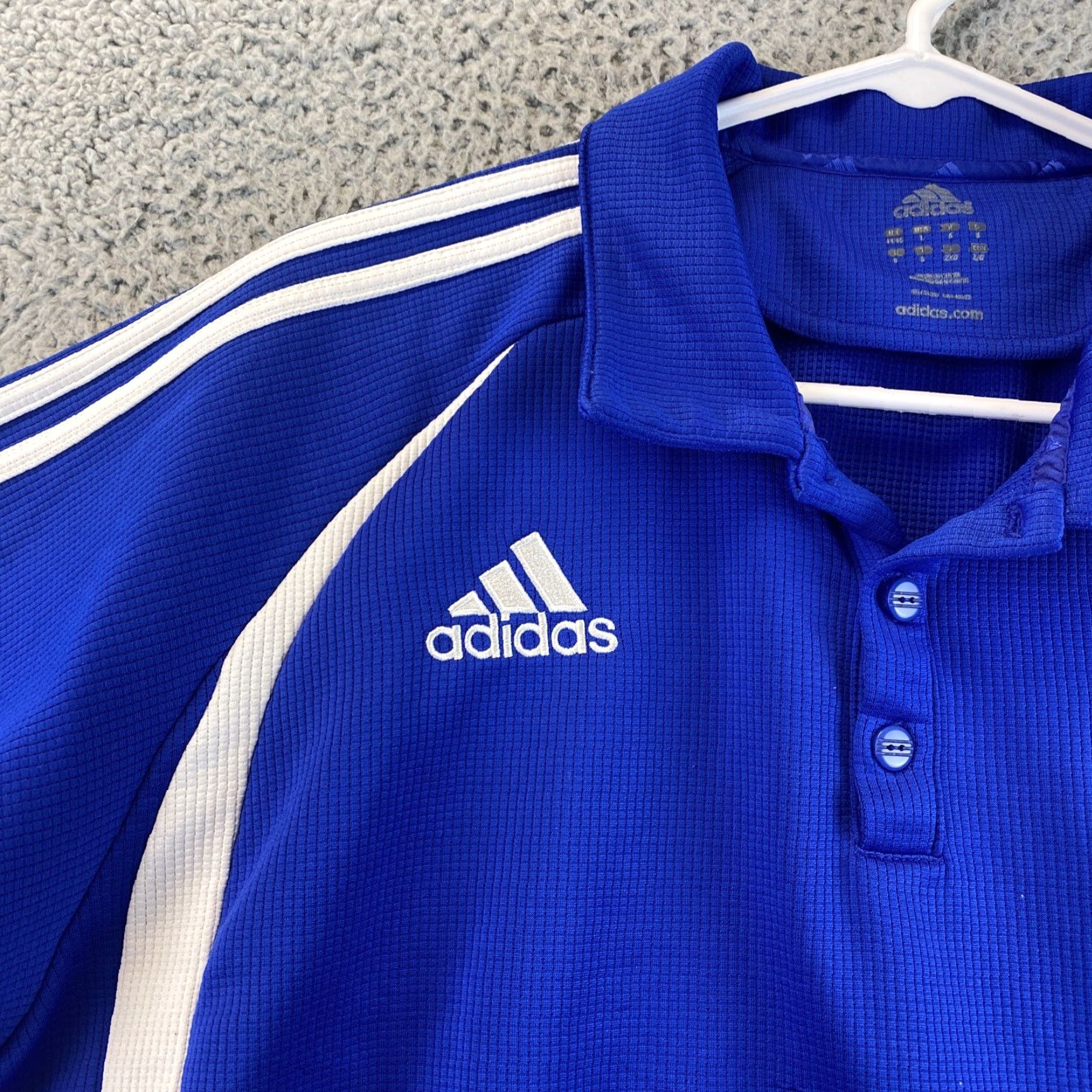 Adidas adidas Climalite Golf Polo Shirt L Solid Blue Men Short Sleeve Button Collar 80-58 Size US L / EU 52-54 / 3 - 3 Thumbnail