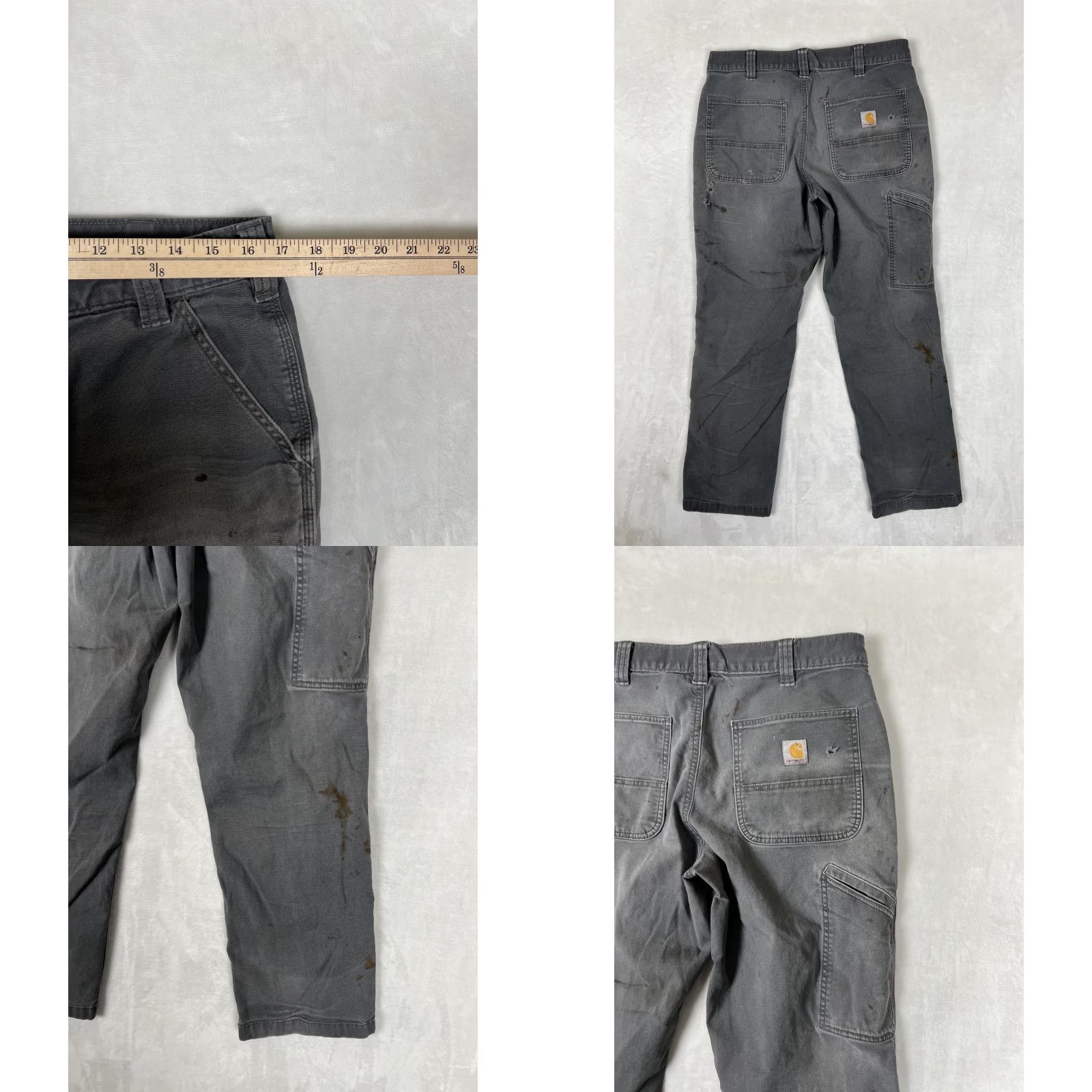 Carhartt Carhartt 34x30 Men's Relaxed Fit Canvas Pants BN2291M Gray Stained Grunge Vintage No Casual Workwear Carpenter 5-Pocket Logo Zipper Button Size US 34 / EU 50 - 8 Thumbnail