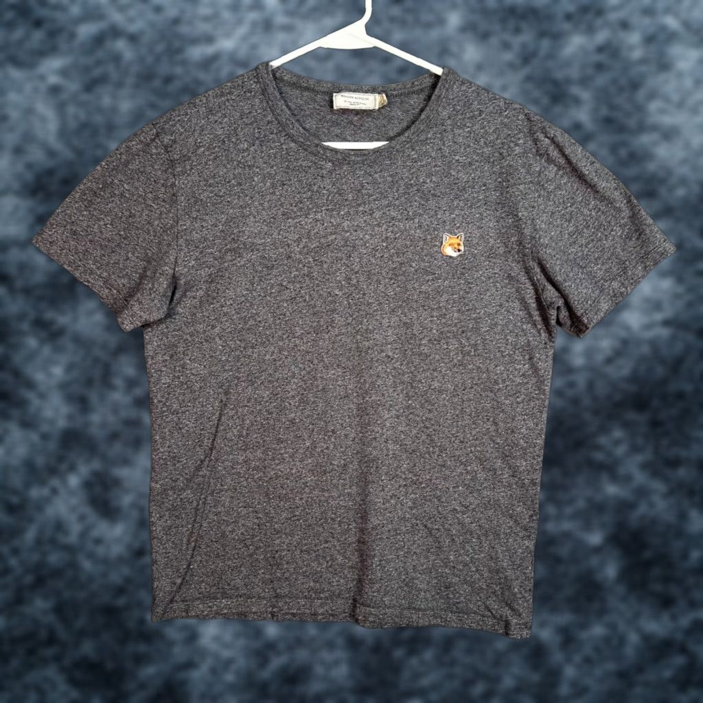 Vintage VINTAGE Maison Kitsuné T-Shirt Mens Crew Neck 100% Cotton Heather Gray Fox Patch Medium Size M Gray Shirt Size US M / EU 48-50 / 2 - 1 Thumbnail