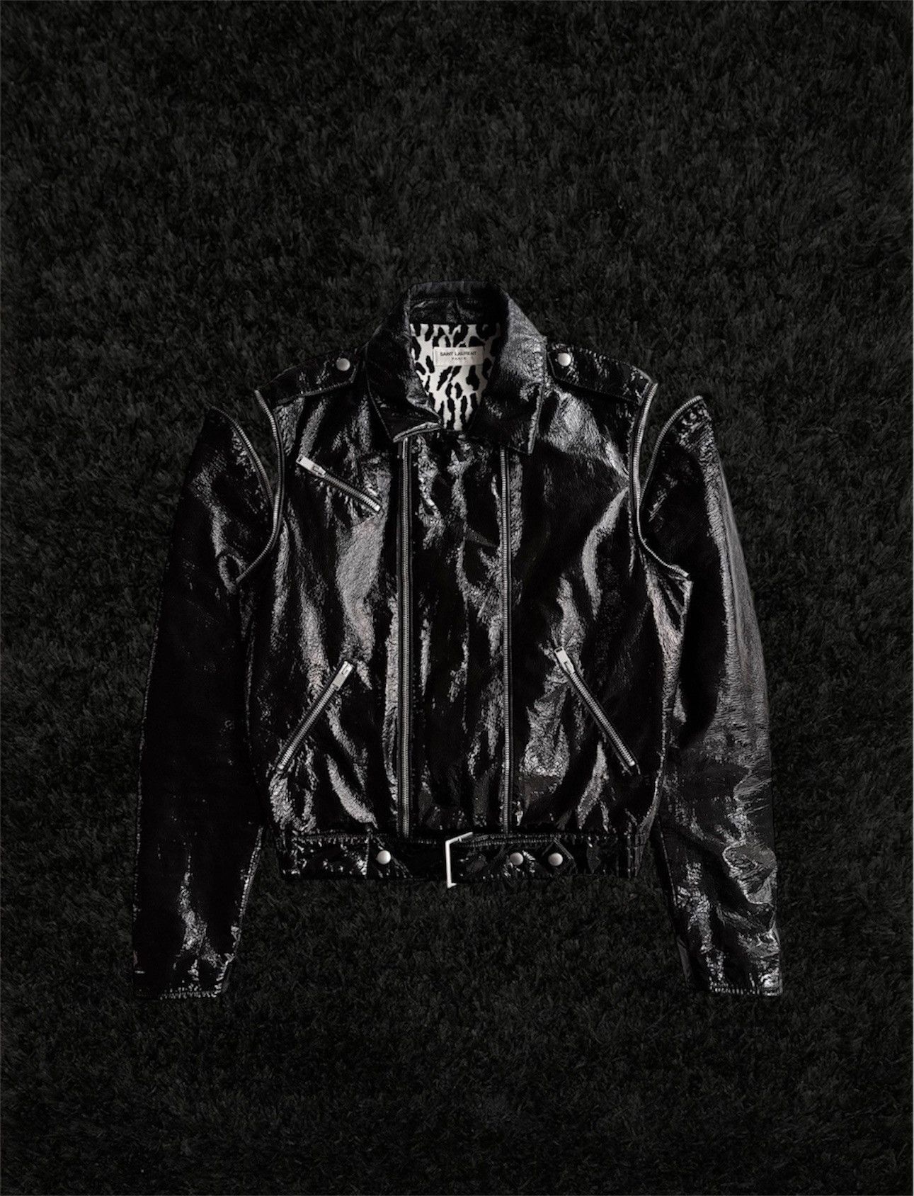 Hedi Slimane FW15 Saint Laurent RUNWAY convertable patent leather jacket Size US S / EU 44-46 / 1 - 3 Thumbnail