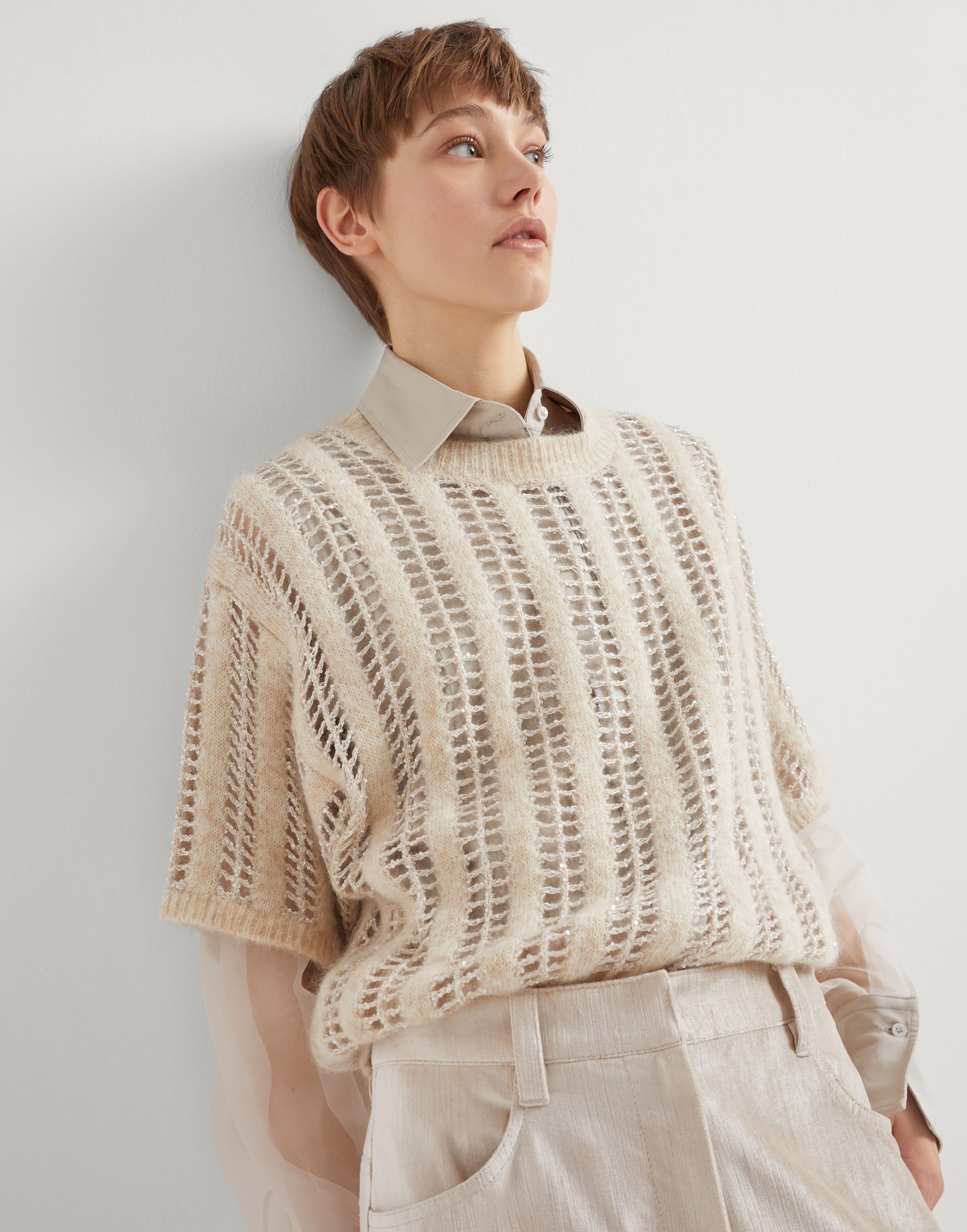 Brunello Cucinelli o1la1rc1a1025 Sweater in Ivory Size XL / US 12-14 / IT 48-50 - 4 Thumbnail