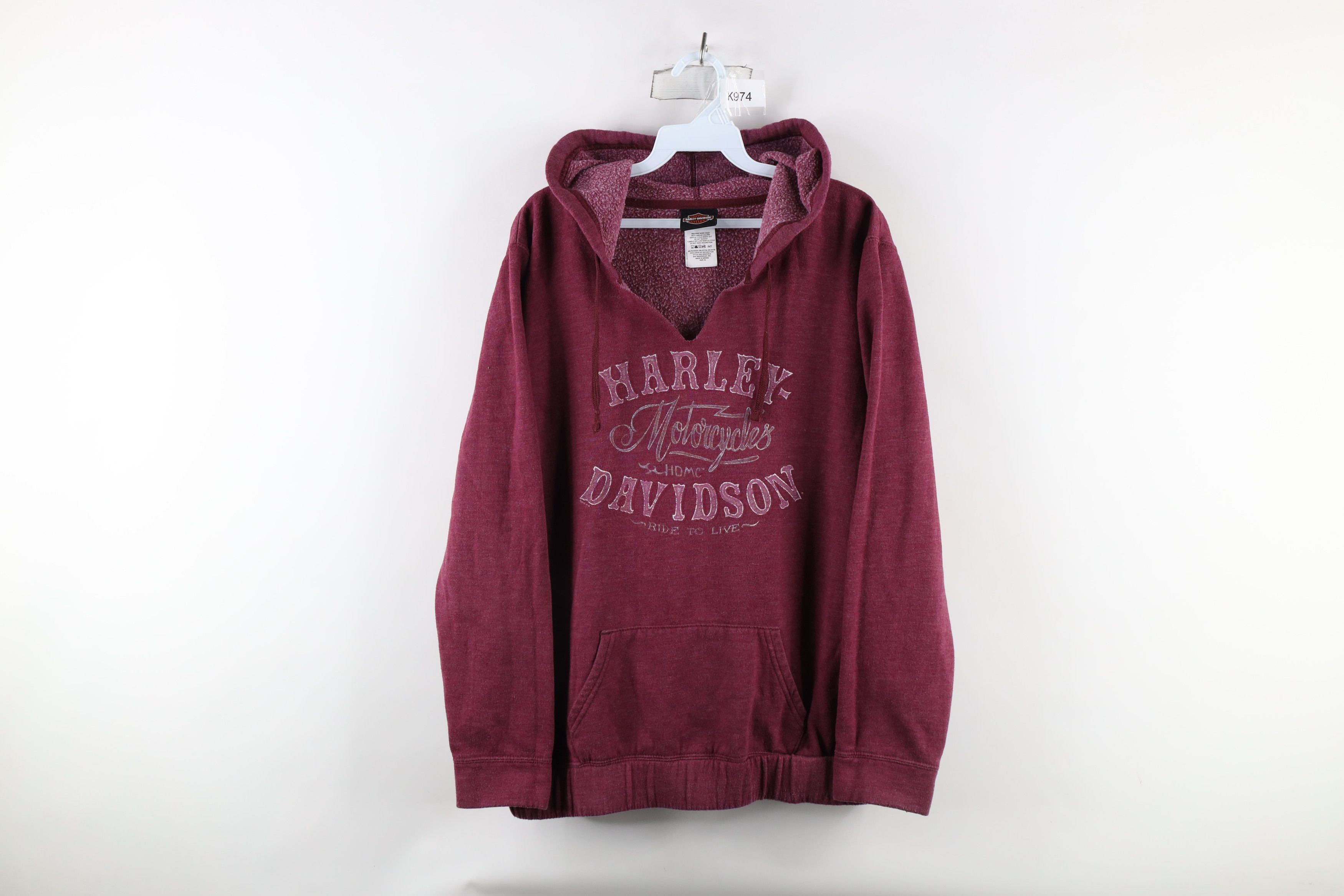 Harley Davidson × Vintage Y2K Harley Davidson Out Rose Flower Heart Hoodie Purple Size XL / US 12-14 / IT 48-50 - 1 Thumbnail