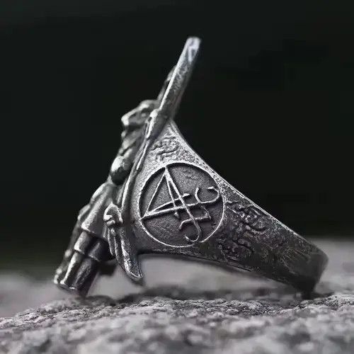 Jewelry x Very Cool Lucifer Satan Signet Ring in Silver, Men's
