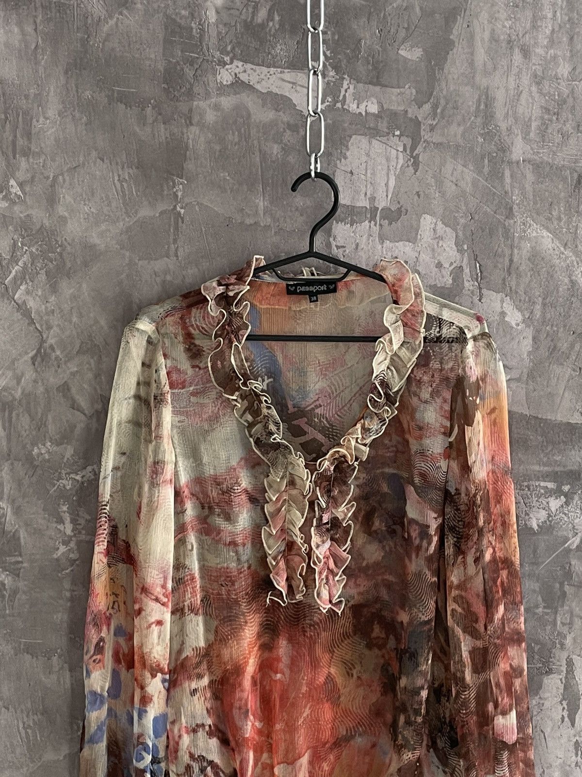 Hysteric Glamour × Le Grande Bleu (L.G.B.) Y2K Avant Garde Mesh Coloured Long Sleeve Blouse Size M / US 6-8 / IT 42-44 - 2 Thumbnail