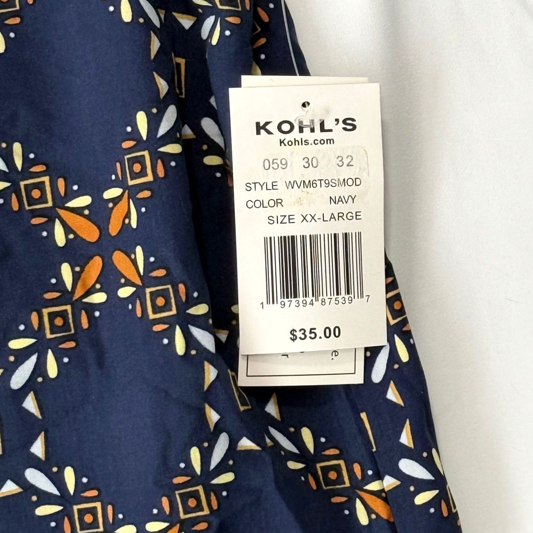 Vintage Modelo Mens 2XL Button-Down Shirt Navy Blue Geometric Logo Camp Summer NWT Size US XXL / EU 58 / 5 - 4 Thumbnail