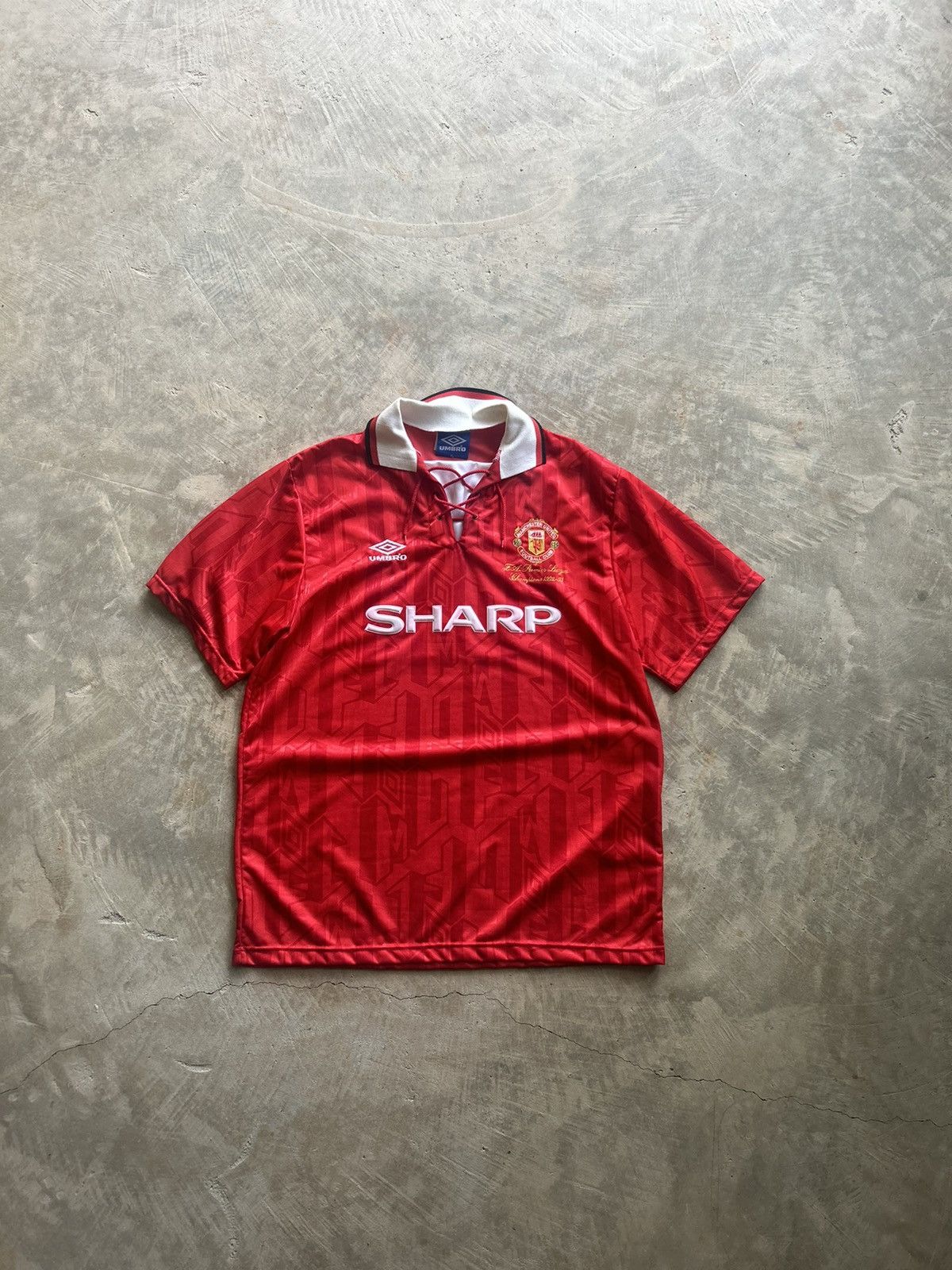 image of 1992 Manchester United Premier League Umbro Champion Jersey in Red, Men's (Size XL)