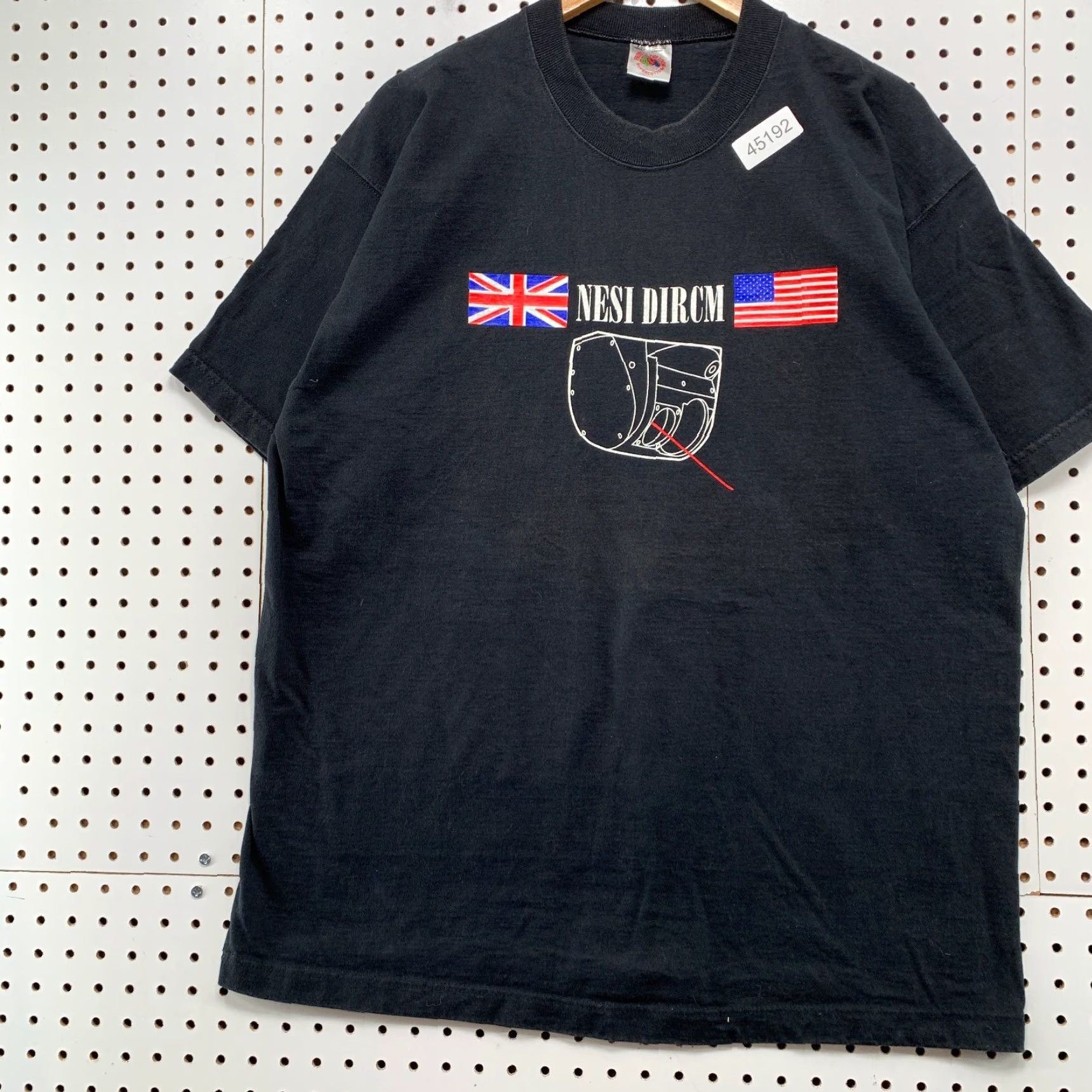 Fruit Of The Loom VINTAGE NESI DIRCM Shirt Mens XL Black Directed Infrared Countermeasure USA Shirt Mens XL Black 90s Army Flag USA Mens Size US XL / EU 56 / 4 - 3 Thumbnail