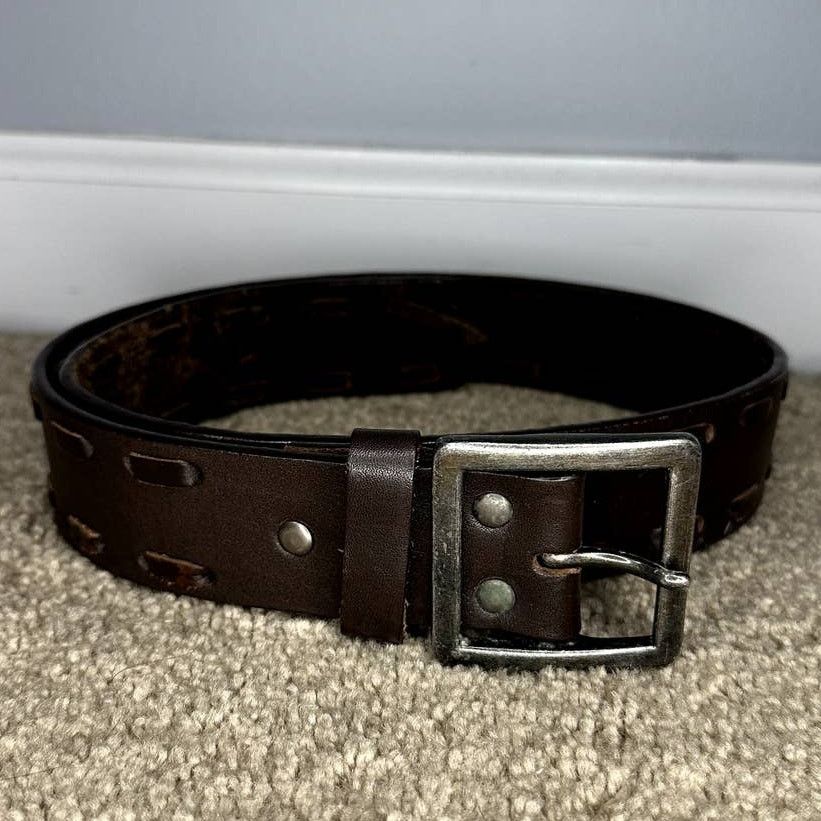 Other PLACE Leather Adjustable Silver Buckle Belt Brown Length 34" Size ONE SIZE - 1 Thumbnail