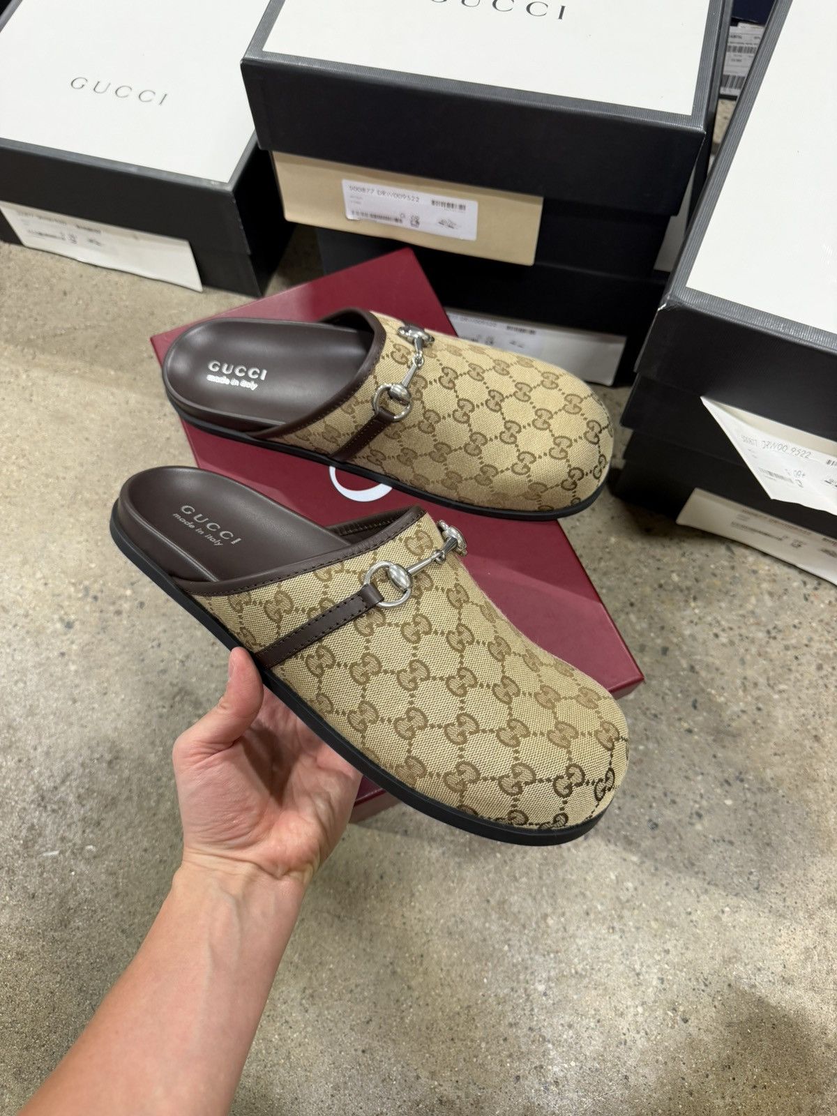 Gucci GG Monogram Horsebit Mules Sandals NEW 1000$