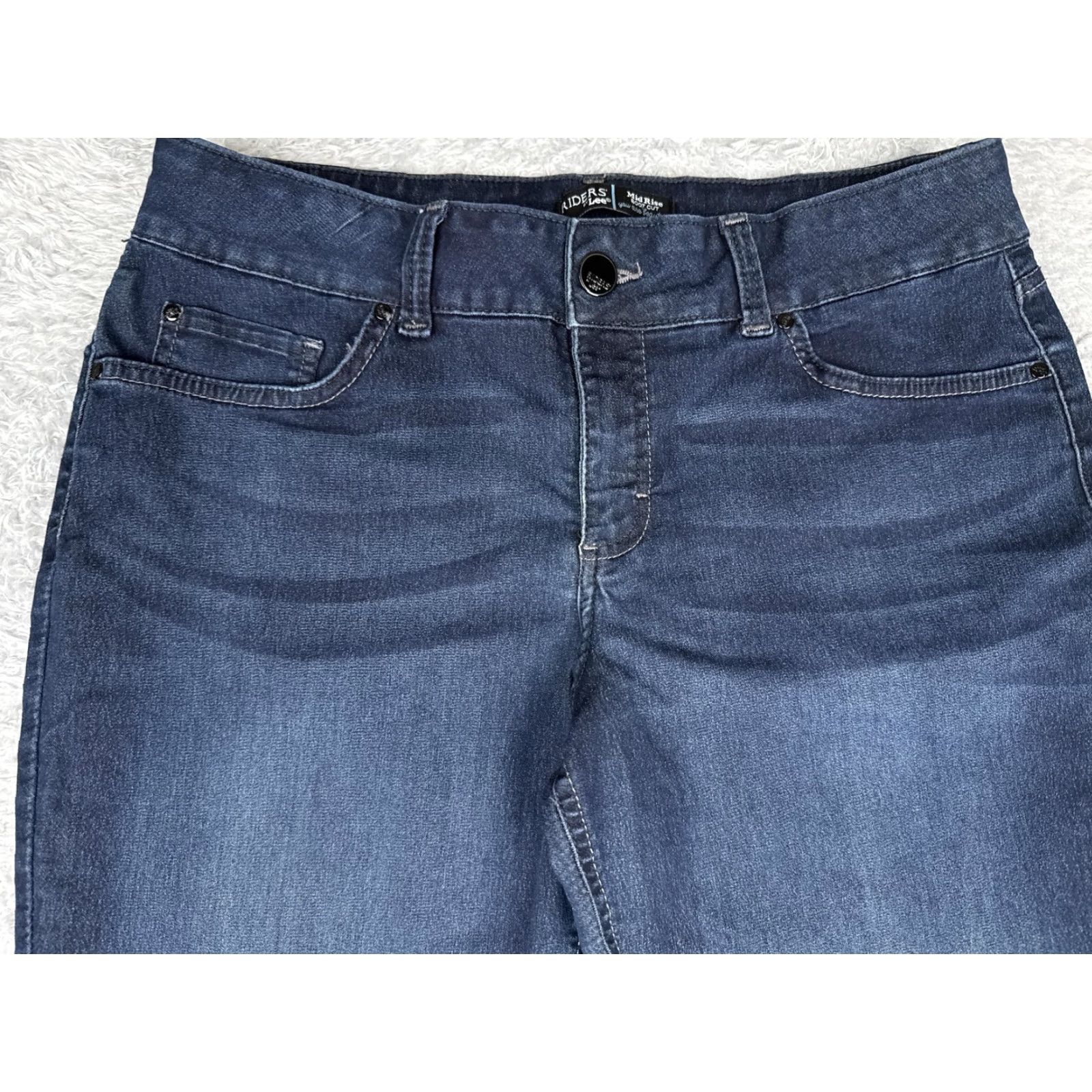 Lee Riders by Lee Bootcut Jeans Womens 12L Blue Dark Wash Mid Rise Stretch 32x34 Denim Jeans Bootscut Women 90s Theme Size 34" / US 12 / IT 48 - 4 Thumbnail