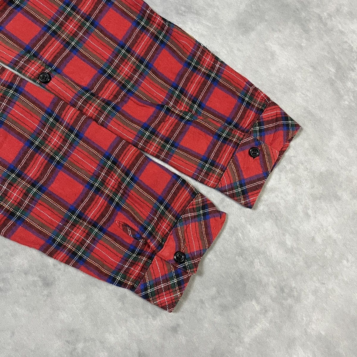 Japanese Brand PLAID FLANNEL SHIRT STUDDED COLLAR TARTAN DESIGNER GRUNGE Size US L / EU 52-54 / 3 - 6 Thumbnail