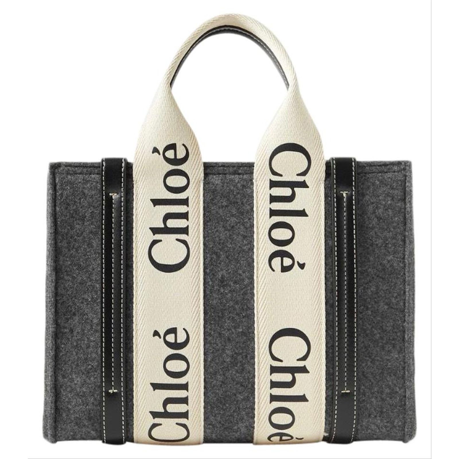 Chloe Woody small logo canvas leather felt tote shoulder bag Size ONE SIZE - 1 Thumbnail