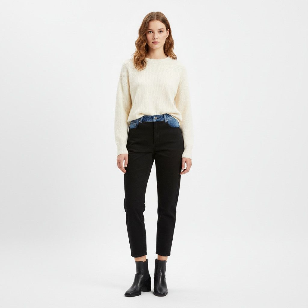 NWT Reiss Maddie Twisted Seam Jeans Sz 29 Black Blue