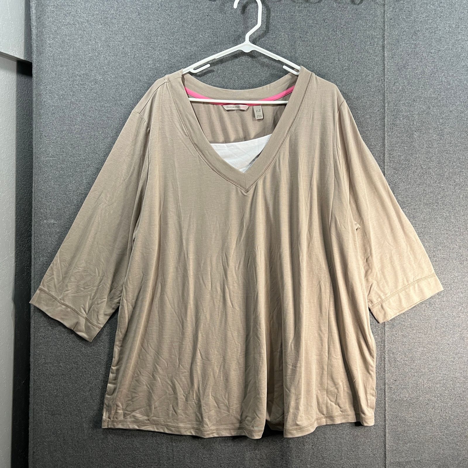 Isaac Mizrahi Isaac Mizrahi Live! Soho Top with 3/4 Sleeves Wheat, Size 3X Size 3XL / US 20-22 - 1 Thumbnail