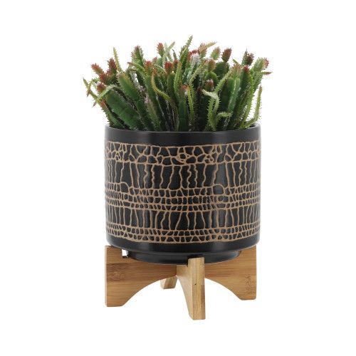 Designer × Homemade S/2 5/8" GLAZED PLANTER W/ STAND, BLACK Size US L / EU 52-54 / 3 - 3 Thumbnail