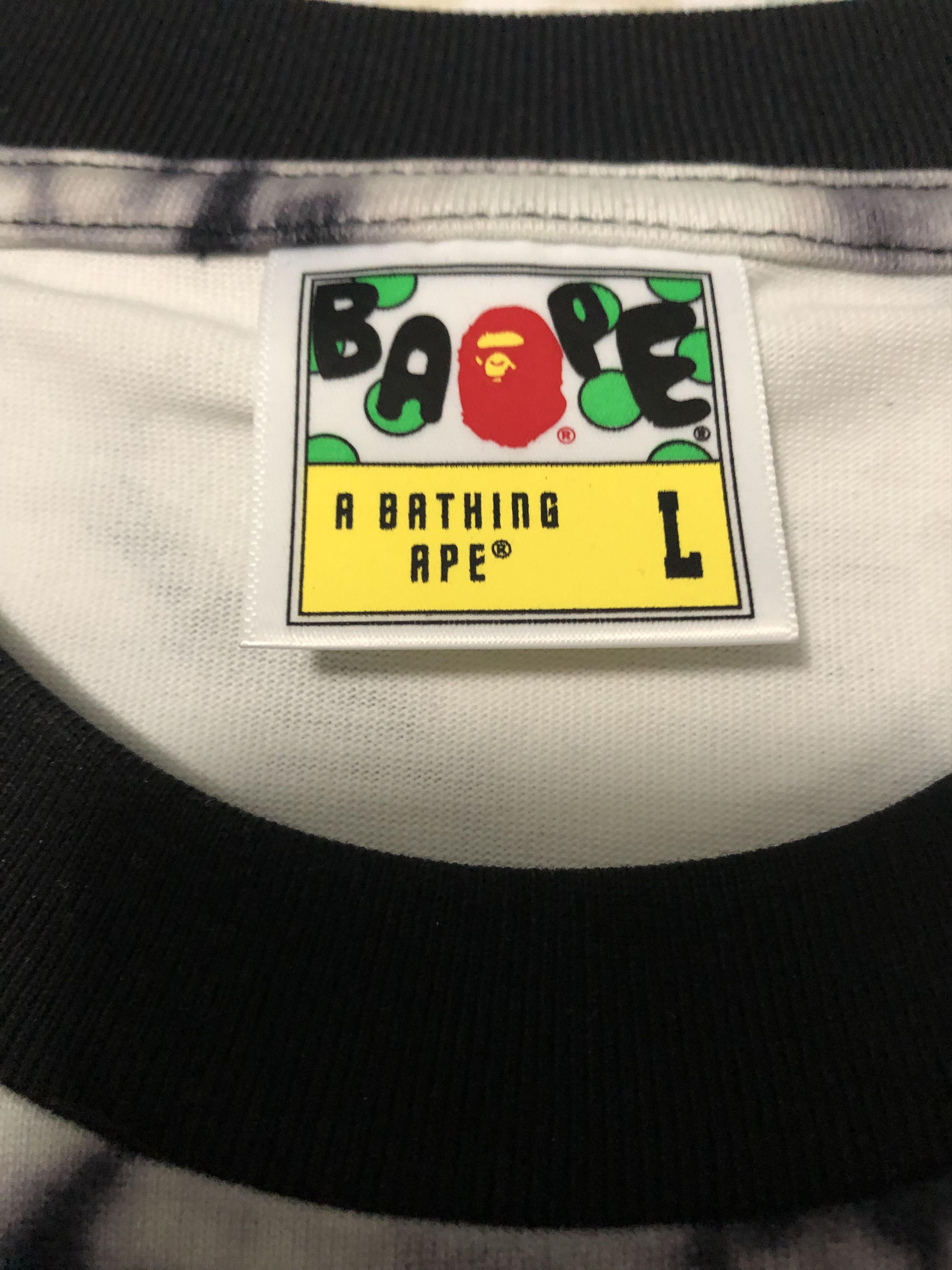 Bape Bape Cloud Head Bleach Dye Tee Black - Large Size US L / EU 52-54 / 3 - 4 Thumbnail