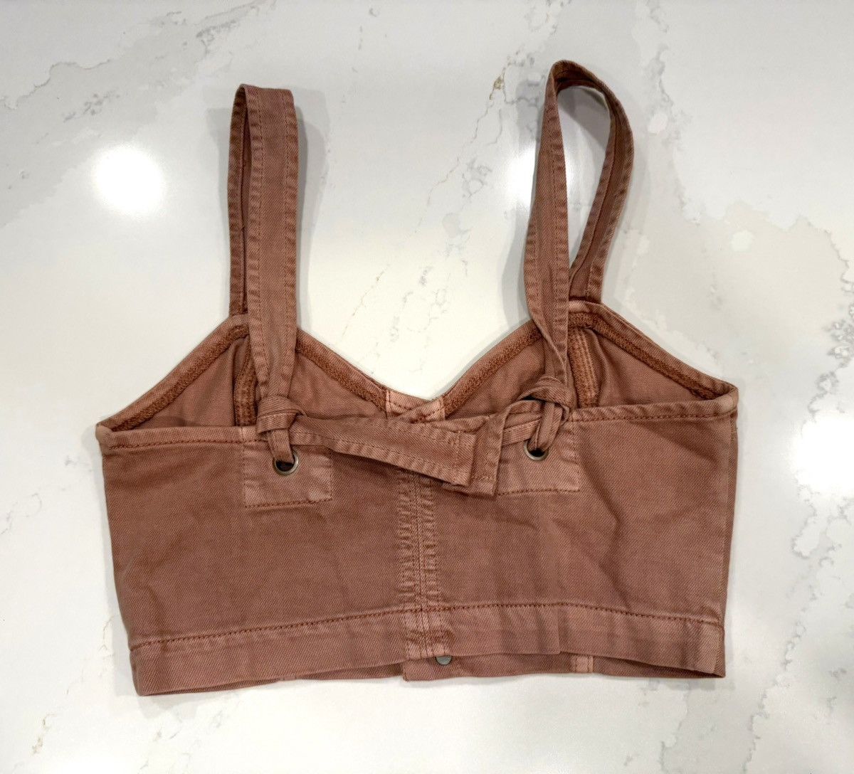 American Eagle Outfitters American Eagle Putty Colored Crop Top Size XS / US 0-2 / IT 36-38 - 2 Thumbnail