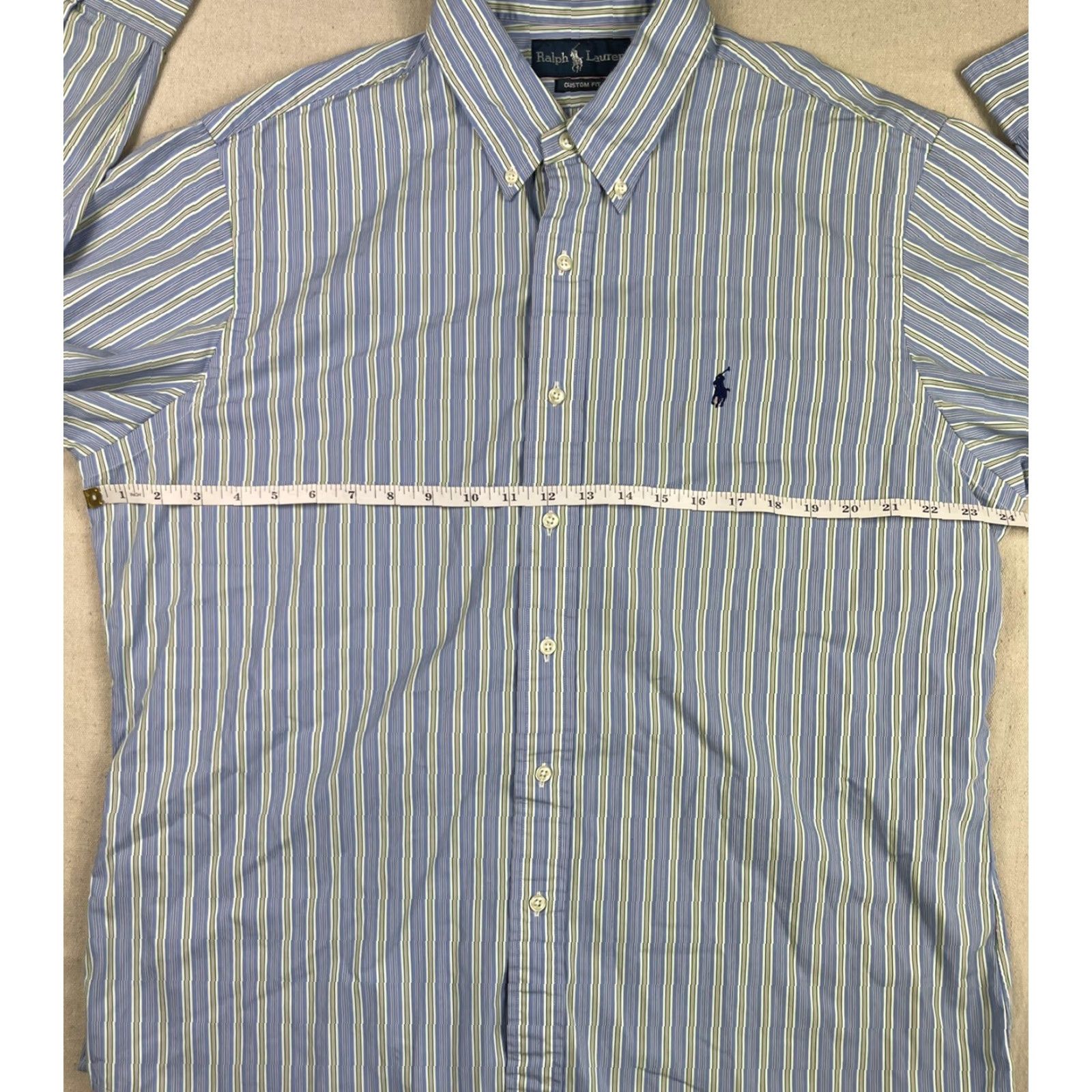Ralph Lauren Ralph Lauren Button-Up Shirt Mens Striped Long Sleeve Custom Fit XL Blue Shirt Size US XL / EU 56 / 4 - 4 Thumbnail