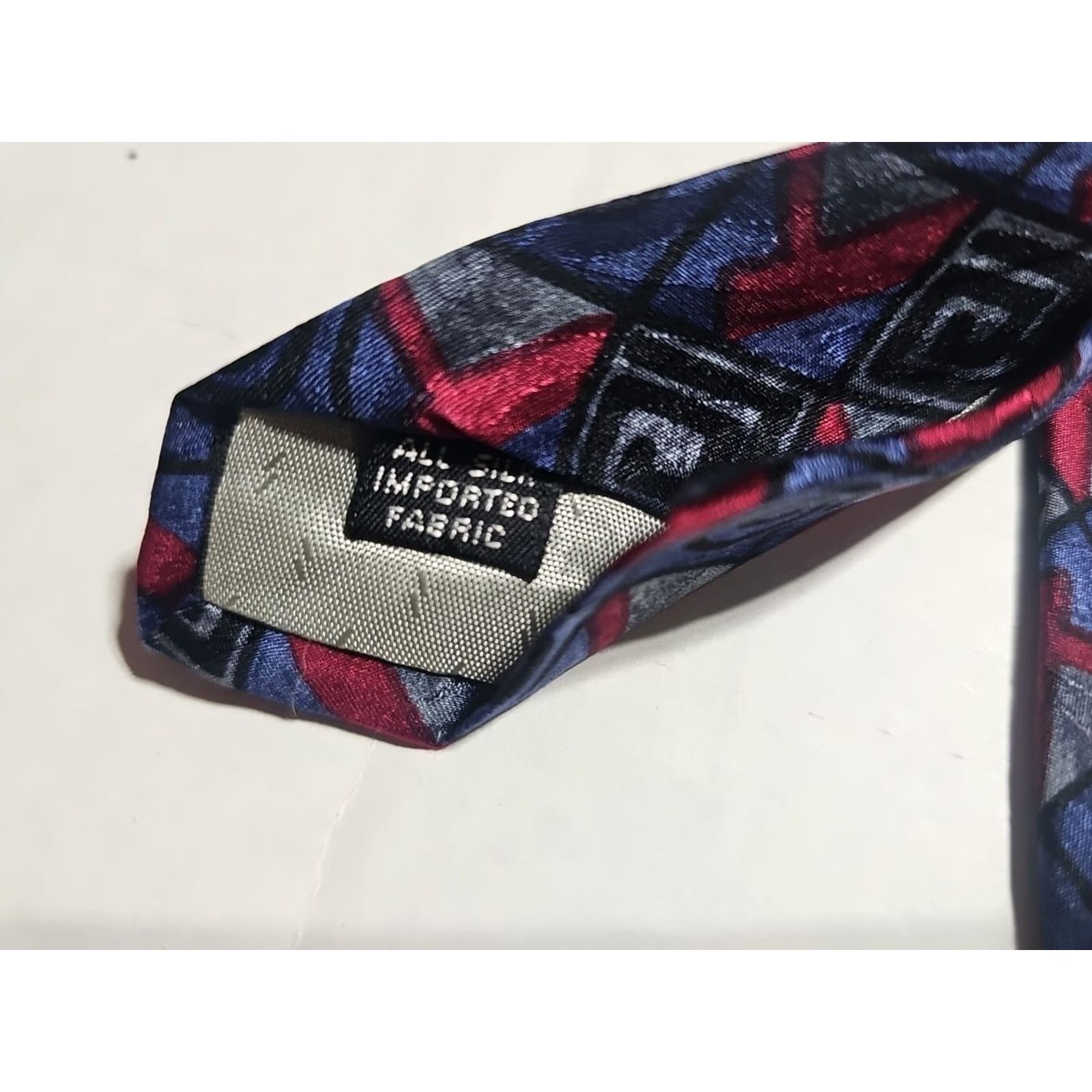 Albert Nipon Albert Nipon Studio Geometric Silk Neck Tie 57”L 4”W Blue Multi-Color USA Men Tie Size ONE SIZE - 5 Thumbnail