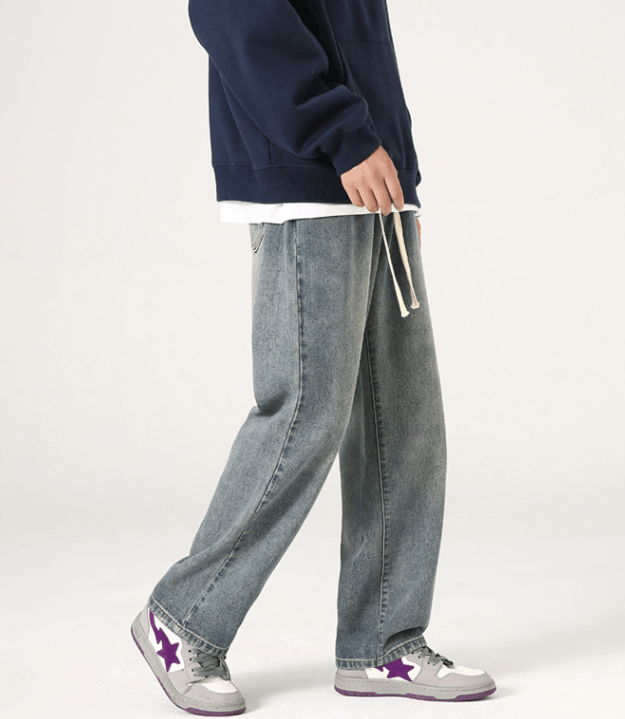 Japanese Brand × Jean Men's wide-leg casual drawstring baggy jeans Size US 32 / EU 48 - 4 Thumbnail
