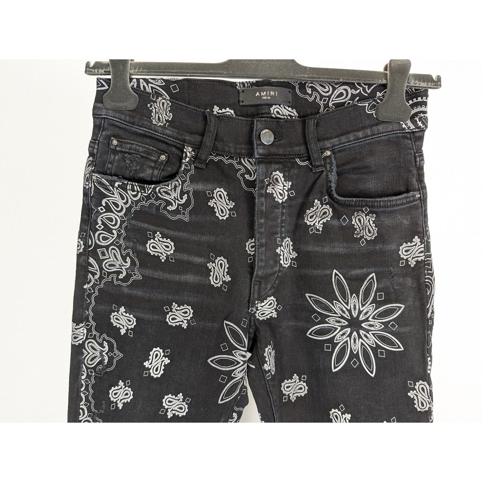 Amiri o1rshd1 Flocked Bandana Jeans in Aged Black Size US 36 / EU 52 - 7 Thumbnail