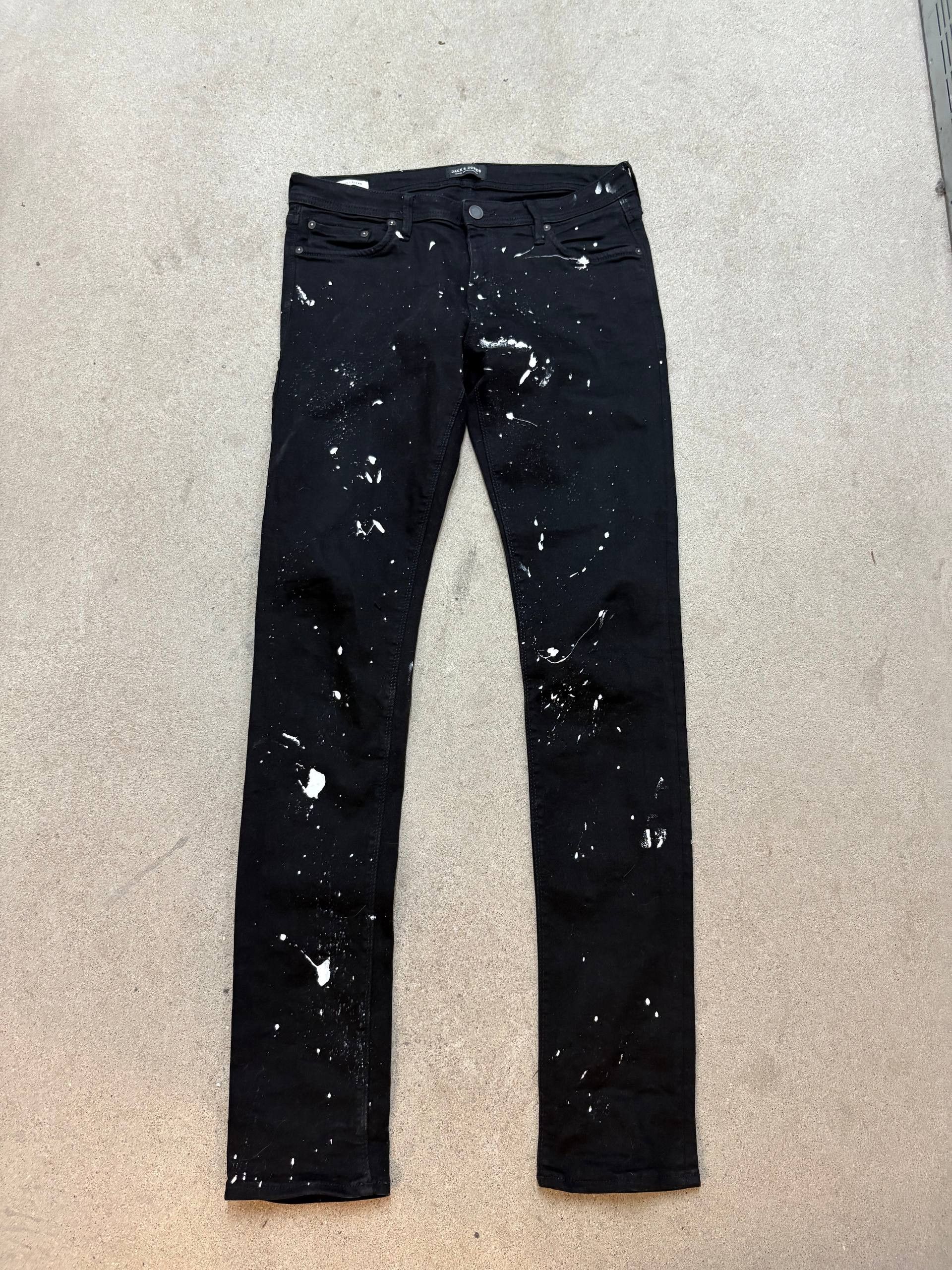 Japanese Brand Custom Black Baggy Distressed Jeans Painted Size US 31 - 4 Thumbnail