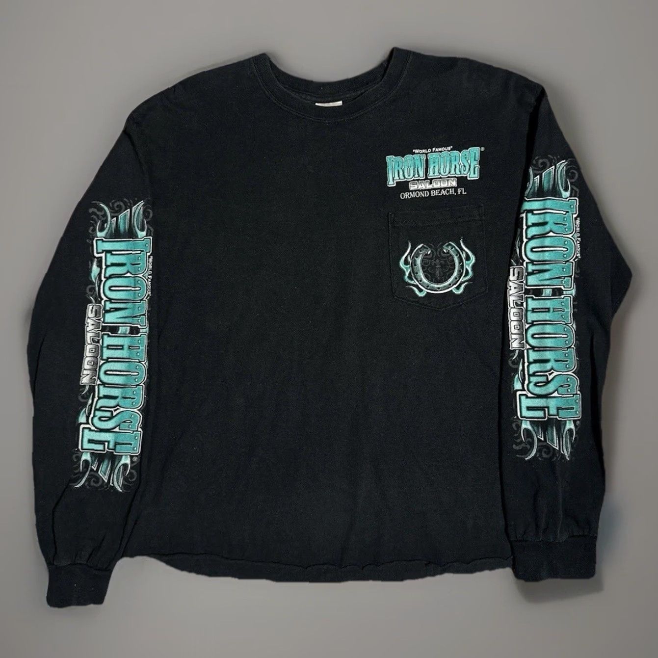 Gildan VINTAGE Iron Horse Saloon Biker Motorcycle Grunge Cyber Goth Grunge Black Y2K Tee VTG Gildan T-Shirt Long Sleeve M Black Mens/Womens Size US M / EU 48-50 / 2 - 2 Thumbnail