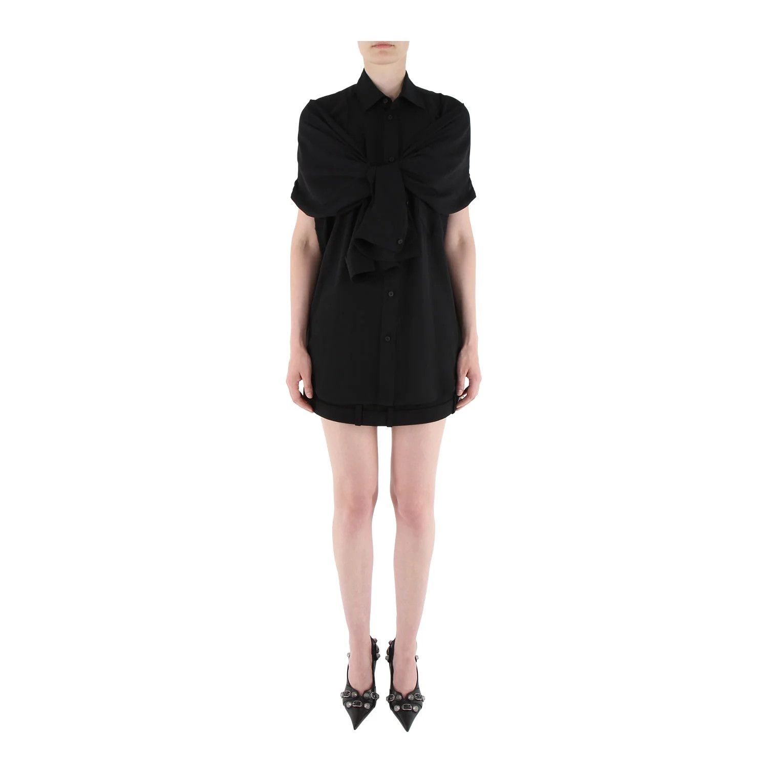 Balenciaga o1bcso1str0525 Sleeveless Knotted Shirt in Black Size S / US 4 / IT 40 - 5 Thumbnail