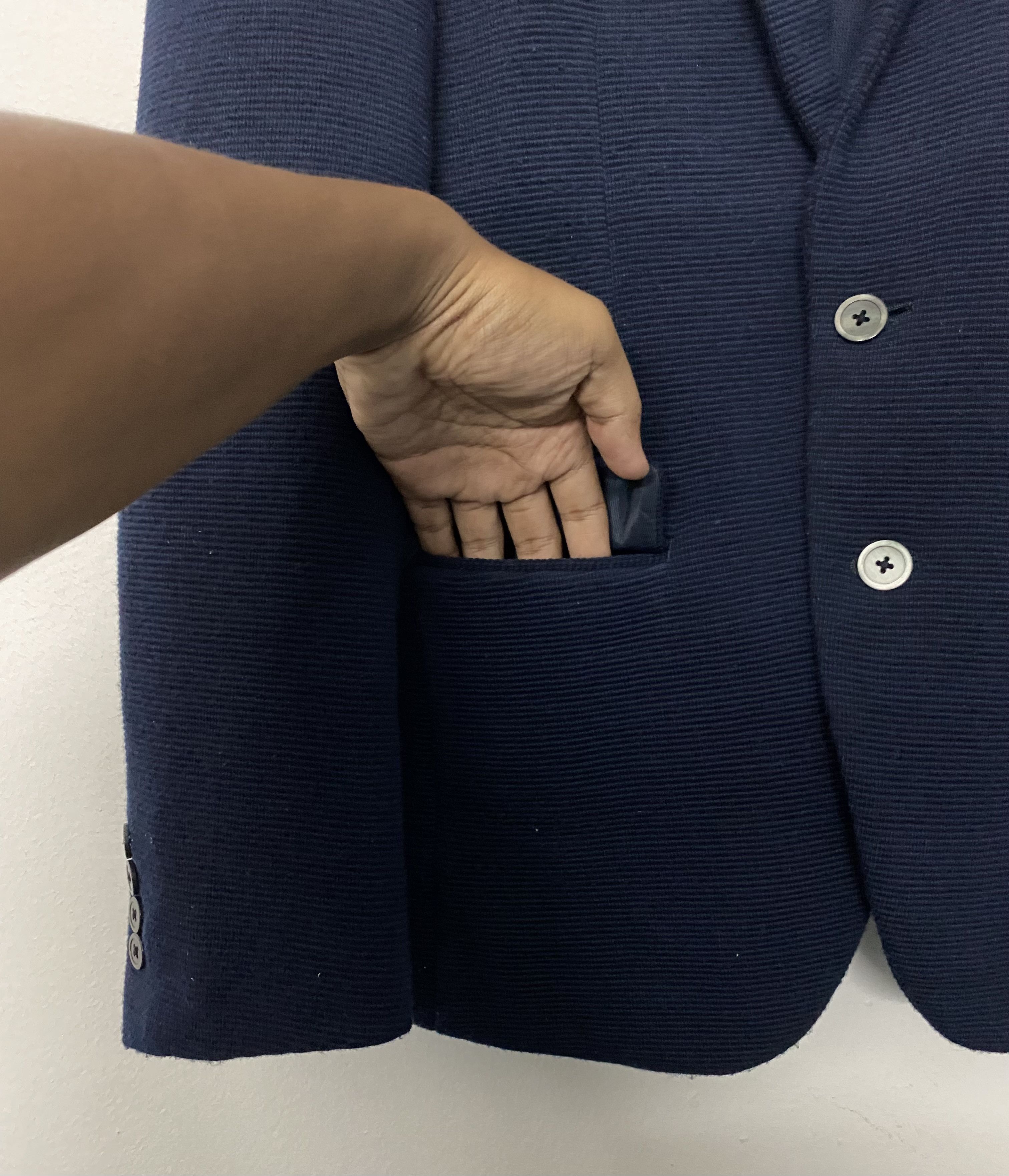 Beams Plus BEAMS HEART Textured Knit Navy Blazer Sport Coat Jacket Size US S / EU 44-46 / 1 - 5 Thumbnail