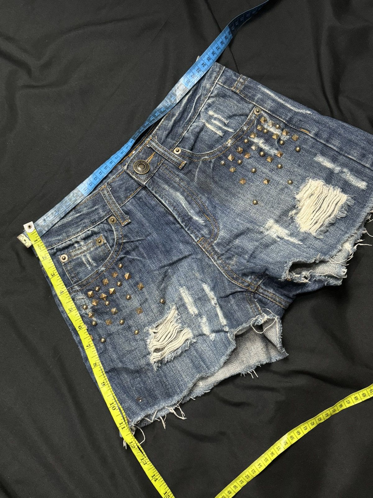 Beauty Beast × Hysteric Glamour × Japanese Brand Y2K Studded Distressed Japanese Vanilla Hot Pants Size 29" - 6 Thumbnail