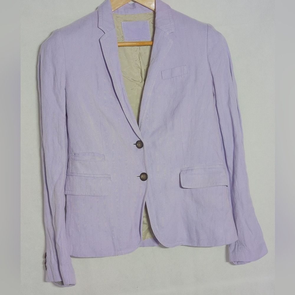 J.Crew Vintage J Crew Metallic Thread Lavender Women's Blazer Size L / US 10 / IT 46 - 2 Thumbnail