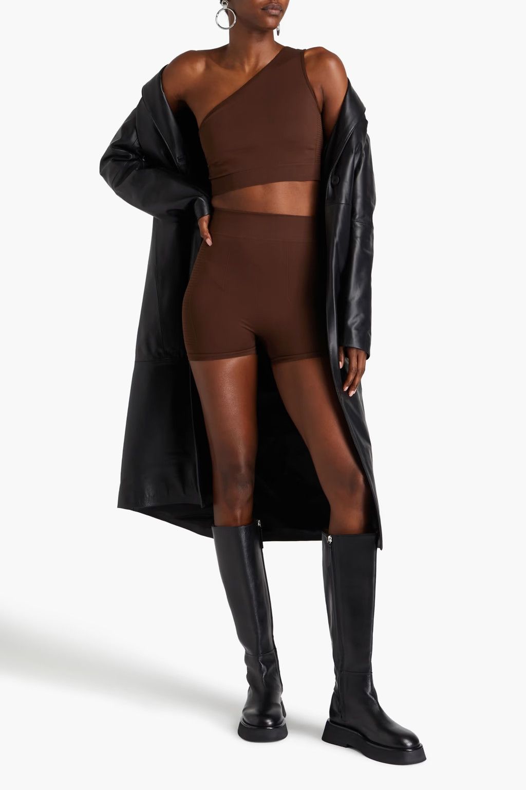 Rick Owens o1y0126 One-Shoulder Tank Top in Chocolate Brown Size S / US 4 / IT 40 - 2 Thumbnail