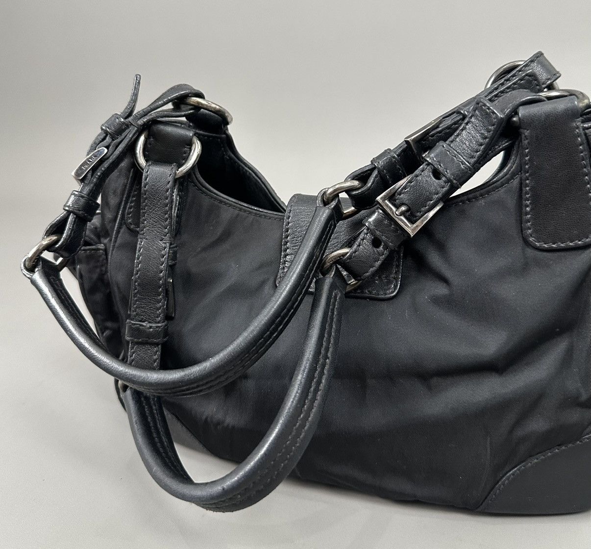 Prada Prada - Nylon/Leather Shoulder Bag - Small Sides Pocket Size ONE SIZE - 5 Thumbnail