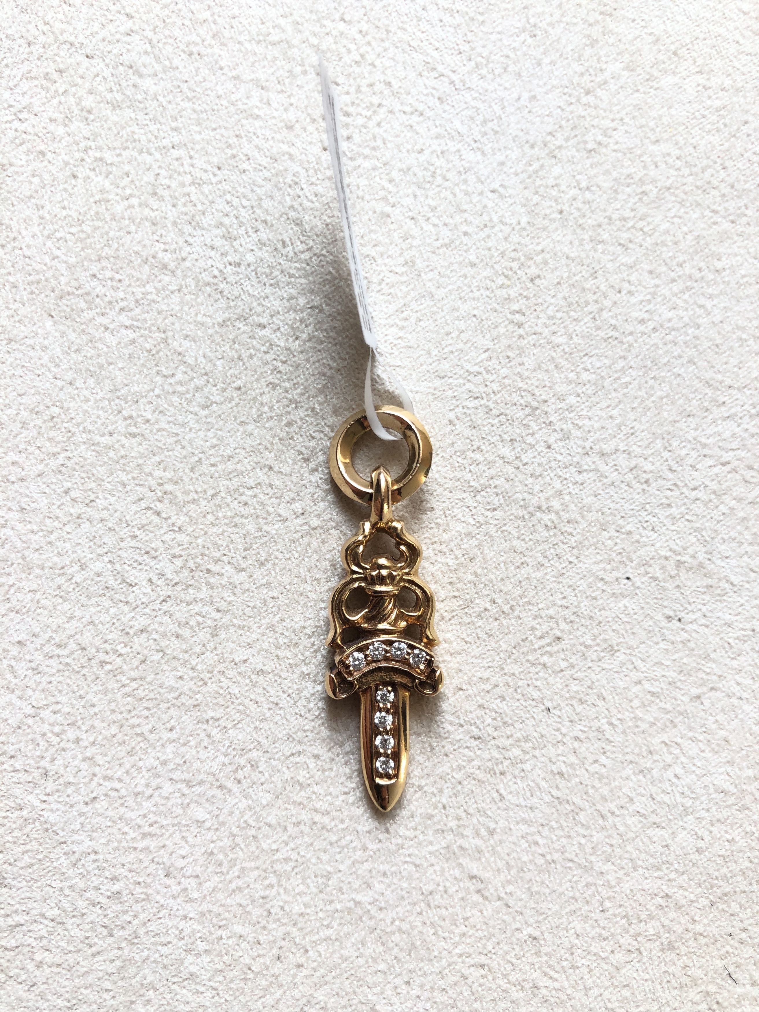 Chrome Hearts Chrome Hearts 22K Gold Diamonds Dagger Pendant Size ONE SIZE - 6 Thumbnail