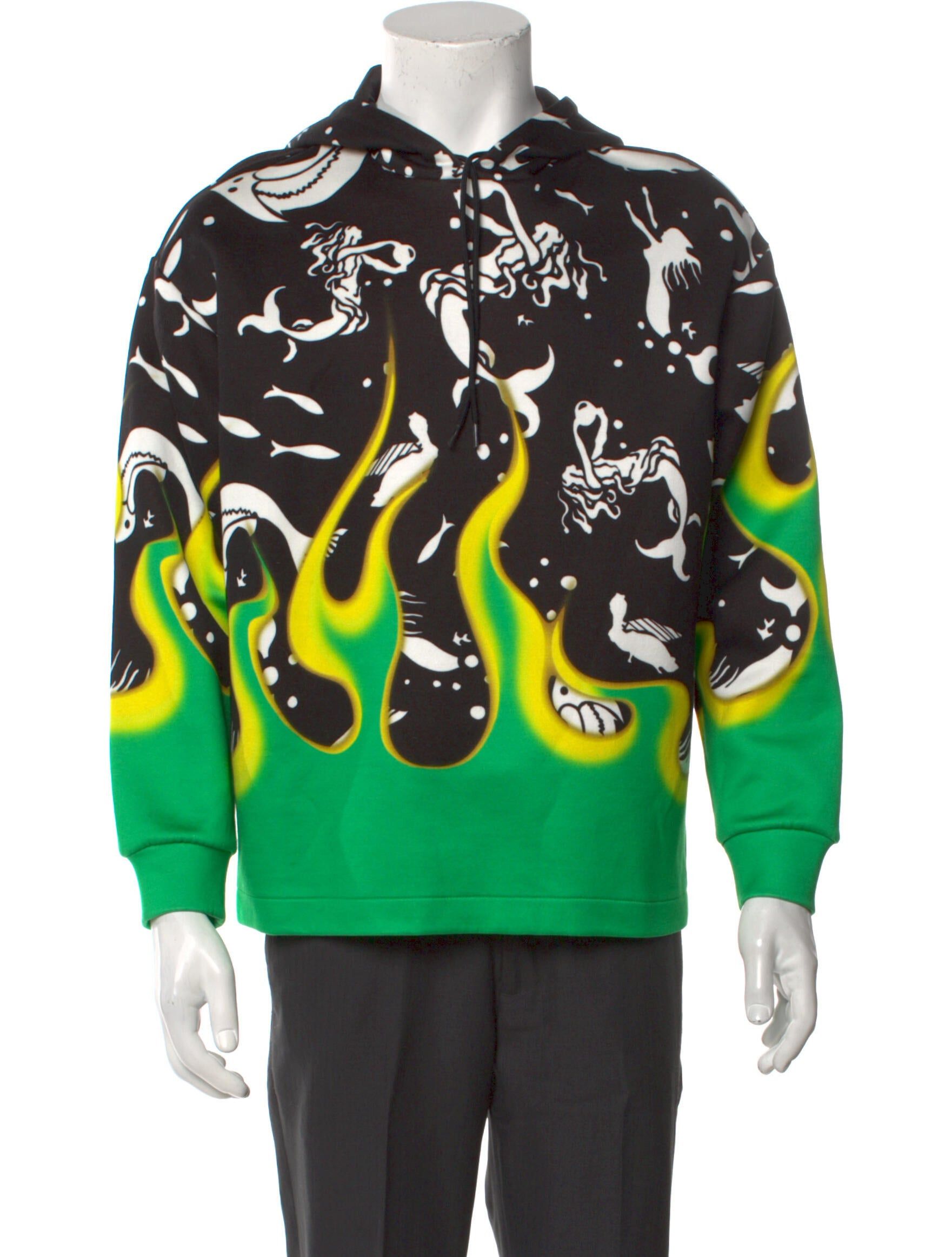 Prada PRADA Special Edition Mermaid Flames Hoodie Size S VERY RARE Size S / US 4 / IT 40 - 4 Thumbnail