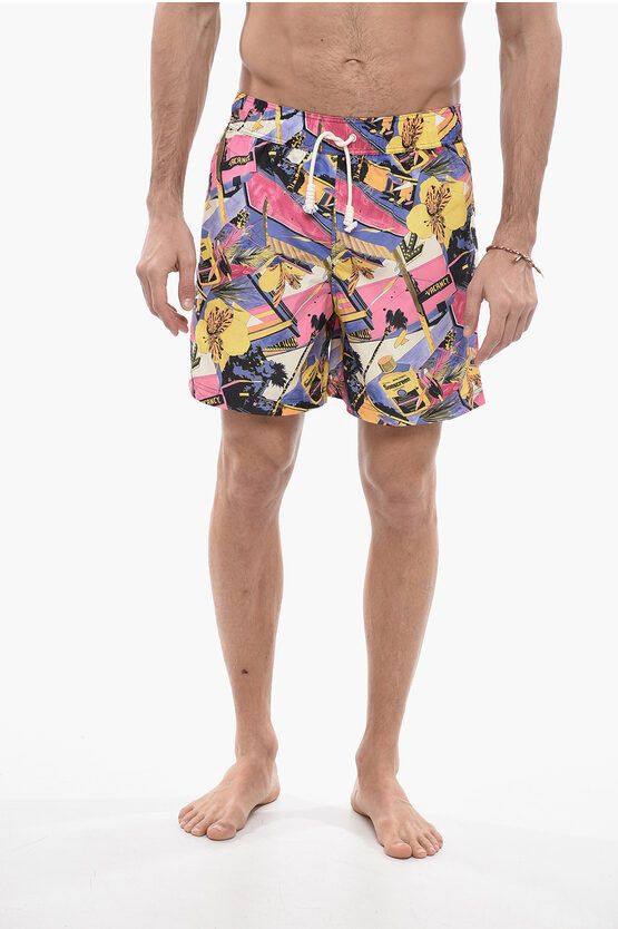 image of Palm Angels Og1Mm0524 Printed Swimshorts In Multicolor, Men's (Size 28)