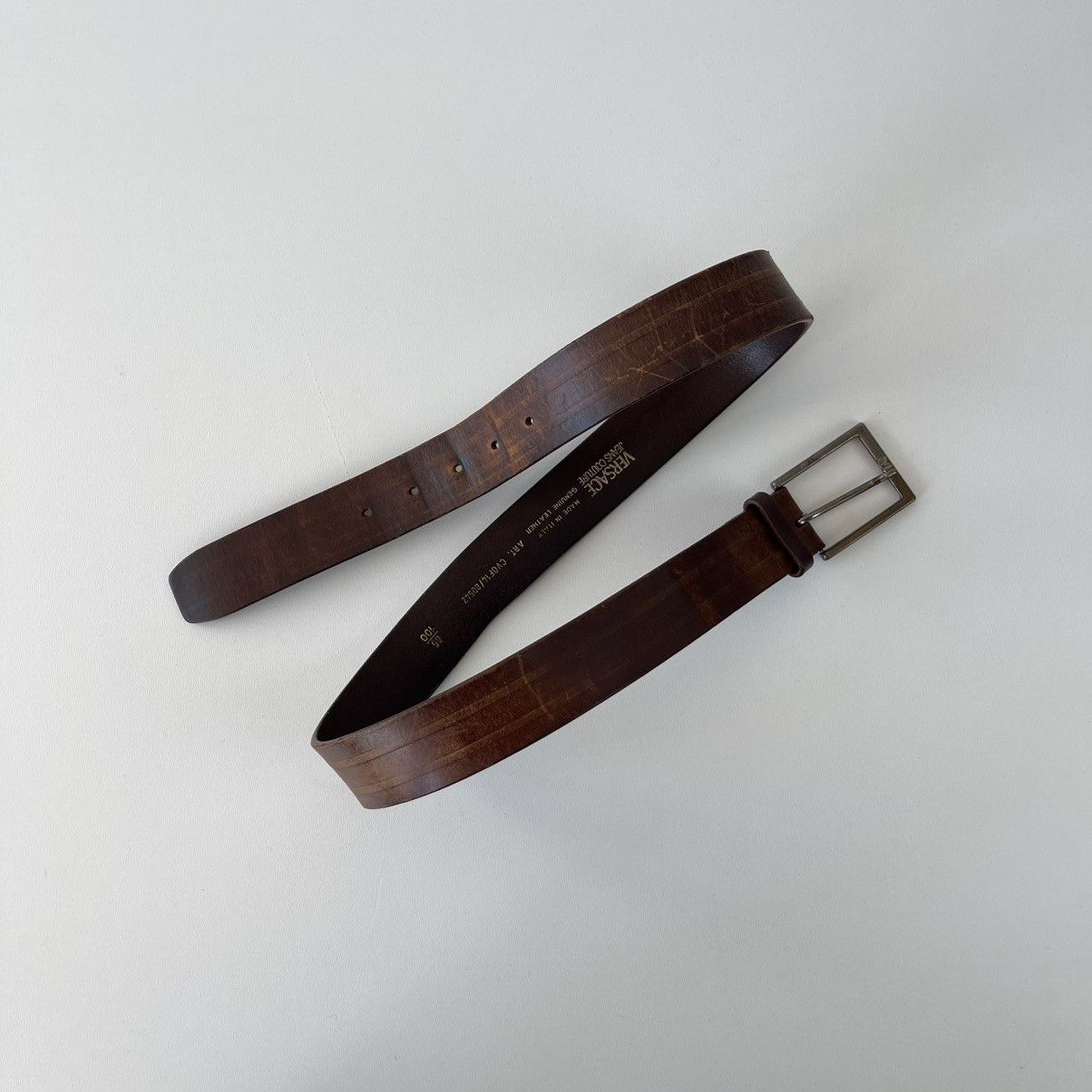 Versace Jeans Couture Versace Jeans Couture Leather Belt Brown CV0F14/80542 Size 32 - 1 Thumbnail