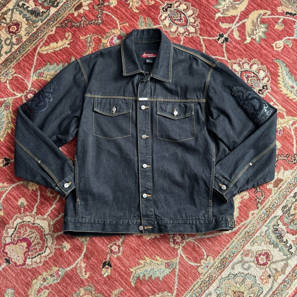 Coogi Vintage Y2K Johnny Blaze Black Denim Jacket Dragon Patchwork Size US XXL / EU 58 / 5 - 1 Thumbnail