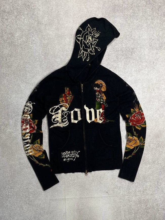 Ed Hardy Vintage Ed Hardy Alloverprint Knit Zip Hoodie Y2K XS Size XS / US 0-2 / IT 36-38 - 1 Thumbnail