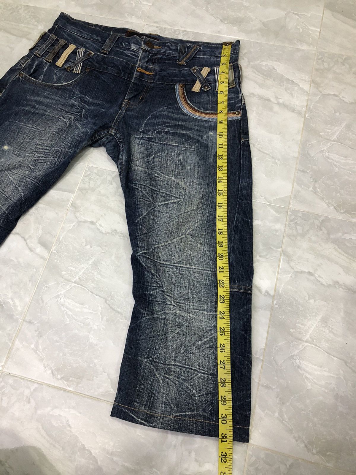 Japanese Brand Dominate Handcrafted 3/4 Denim – Double Waist + Patch Loop Size US 34 / EU 50 - 14 Thumbnail