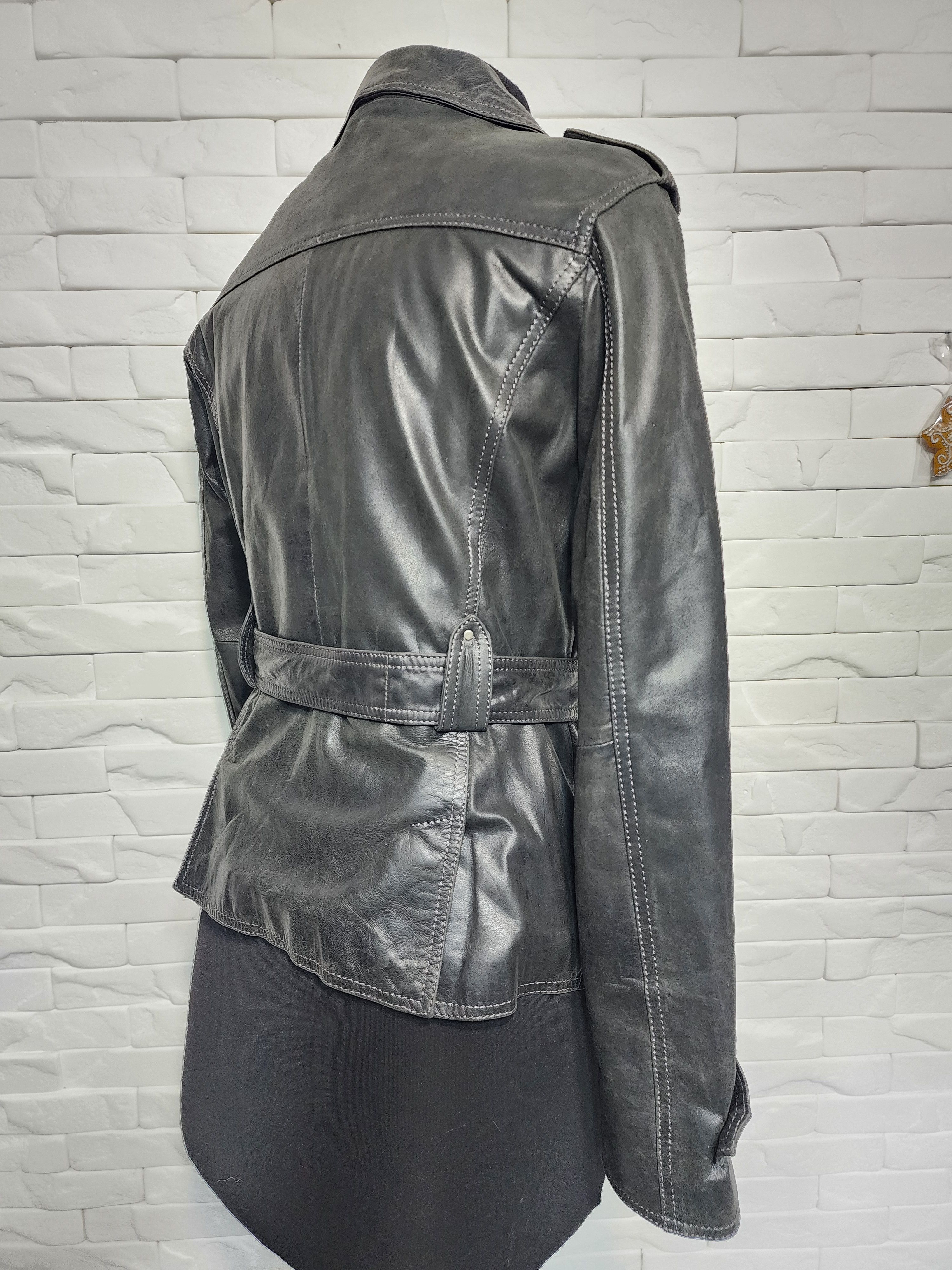 Gypsy Brown Leather Jacket: Women's Button-Up with Pockets Size M / US 6-8 / IT 42-44 - 6 Thumbnail