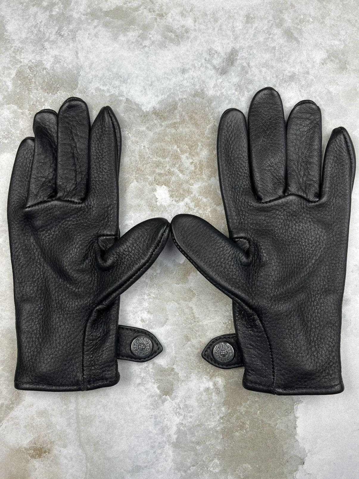 Chrome Hearts Chrome Hearts Silver Horseshoe Snap Leather Gloves Black Size ONE SIZE - 7 Thumbnail
