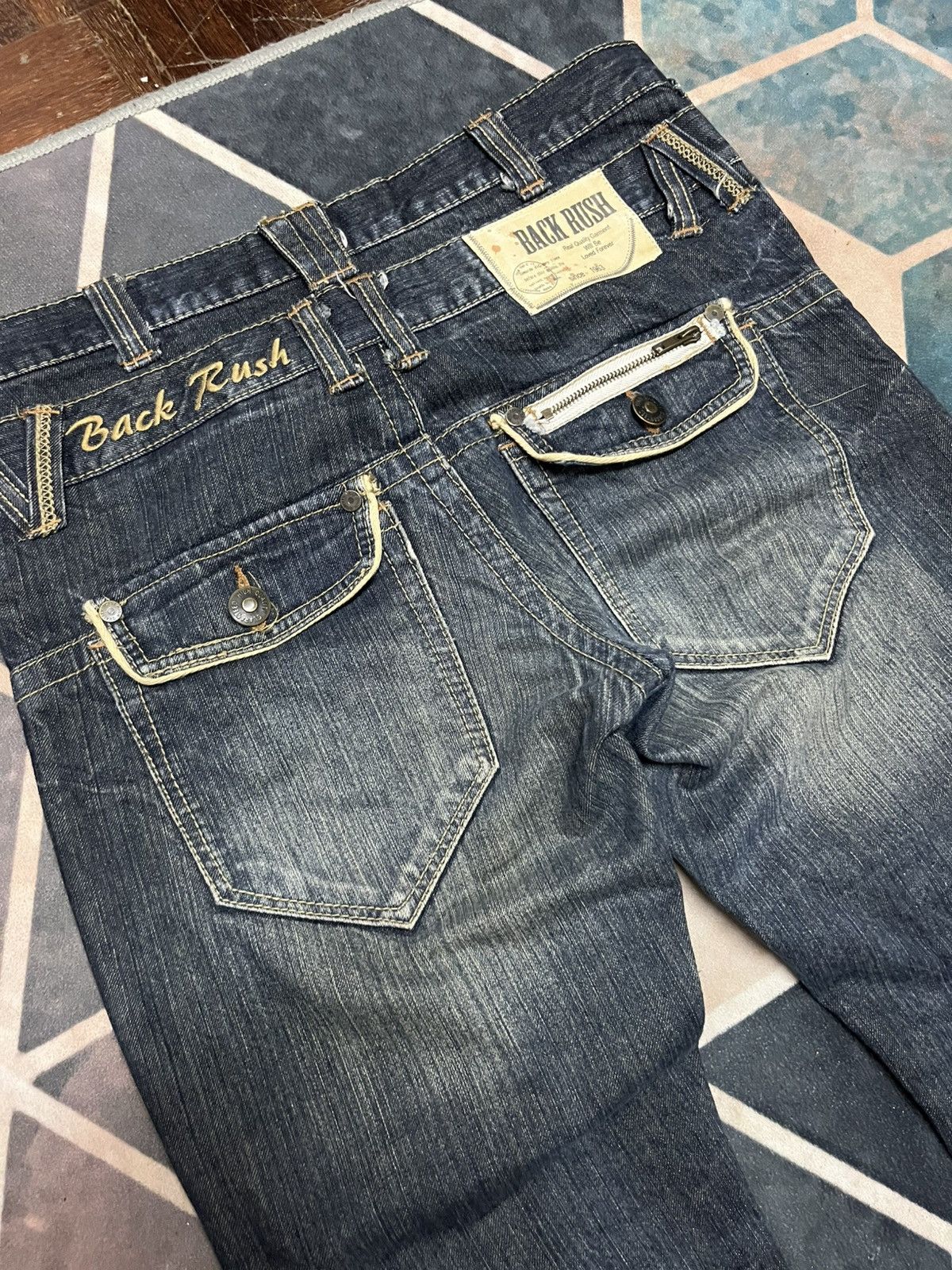 Tornado Mart 💥Japanese Brand BACK RUSH Mini Flare Jeans Size US 33 - 3 Thumbnail