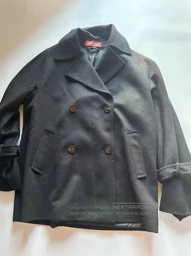 Max Mara Max Mara Black Wool Coat Size L / US 10 / IT 46 - 1 Thumbnail