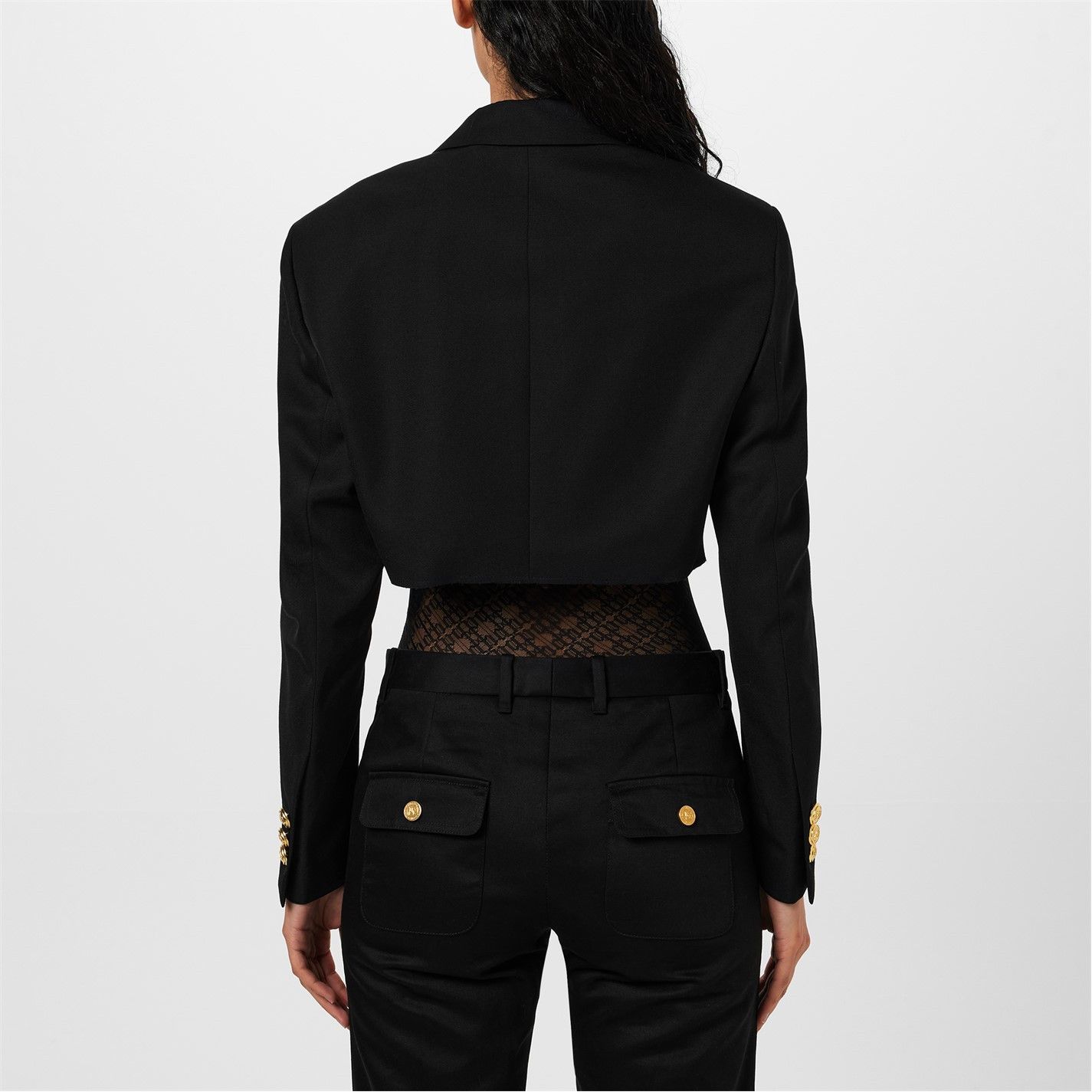 Palm Angels o1g2r1mq0325 Cropped Boyfriend Blazer in Black Size L / US 10 / IT 46 - 5 Thumbnail